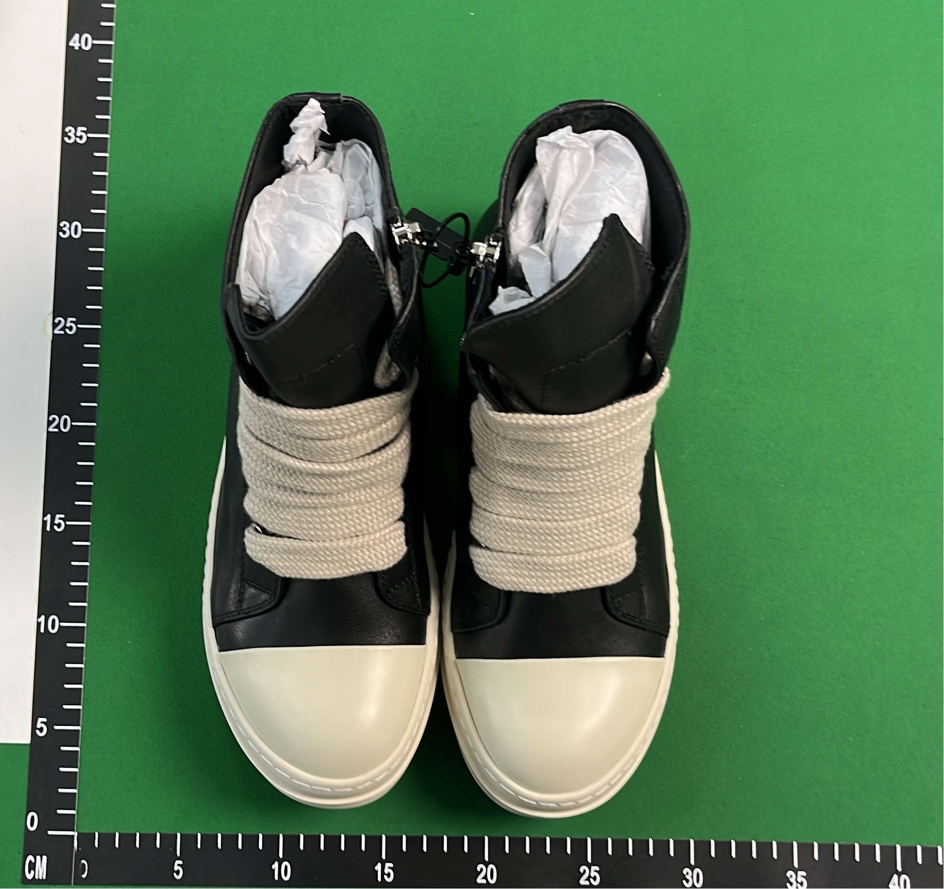 Rick Owens Red High-Top Sneakers with Beige Laces
