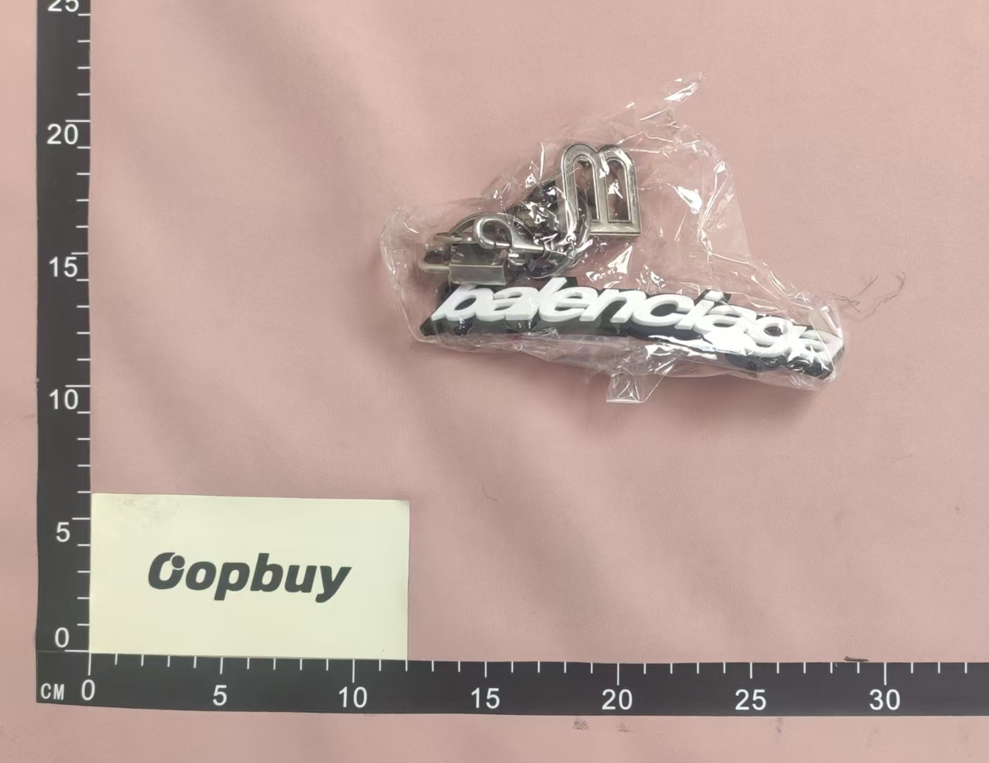Balenciaga Logo Keychain with Metal Keys and Lock