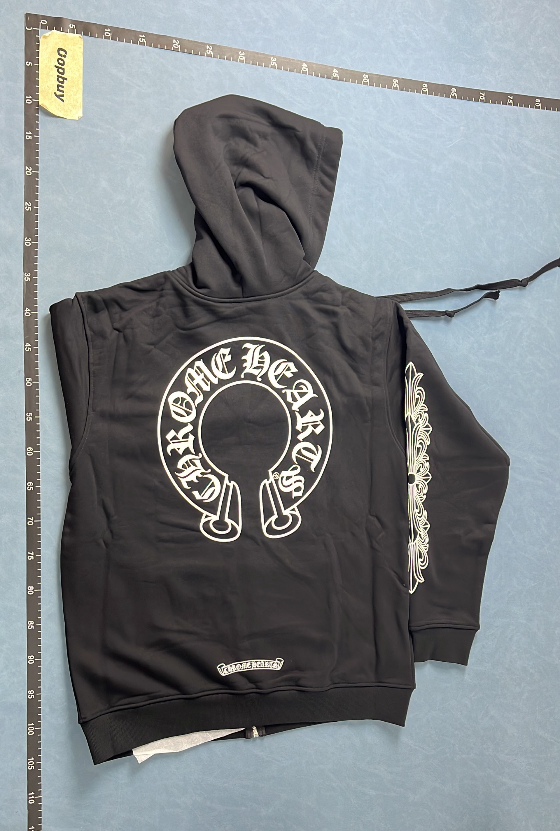 Dark Zip-Up Hoodie with Logo Patch