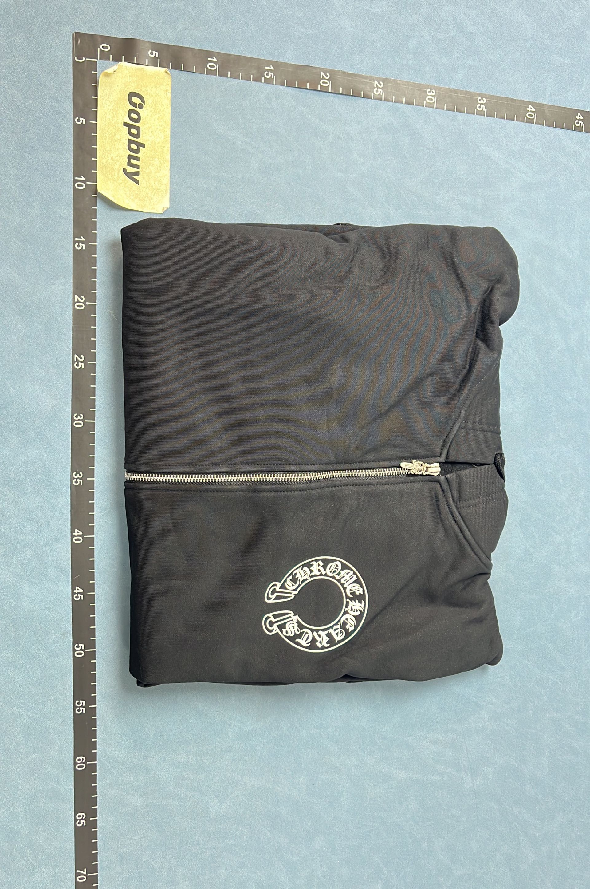 Dark Zip-Up Hoodie with Logo Patch