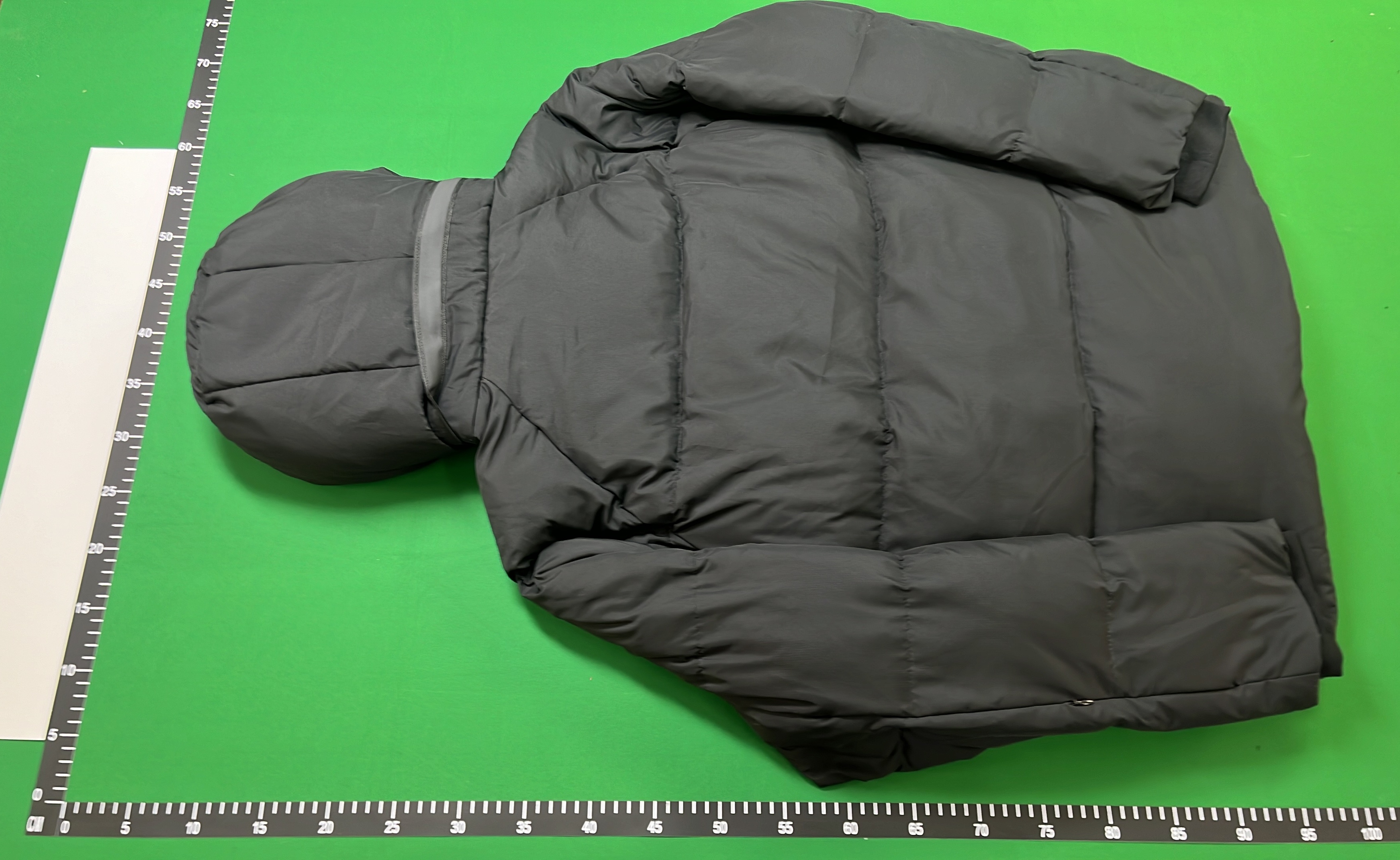 Black Puffer Jacket with Hood and Zippered Pockets