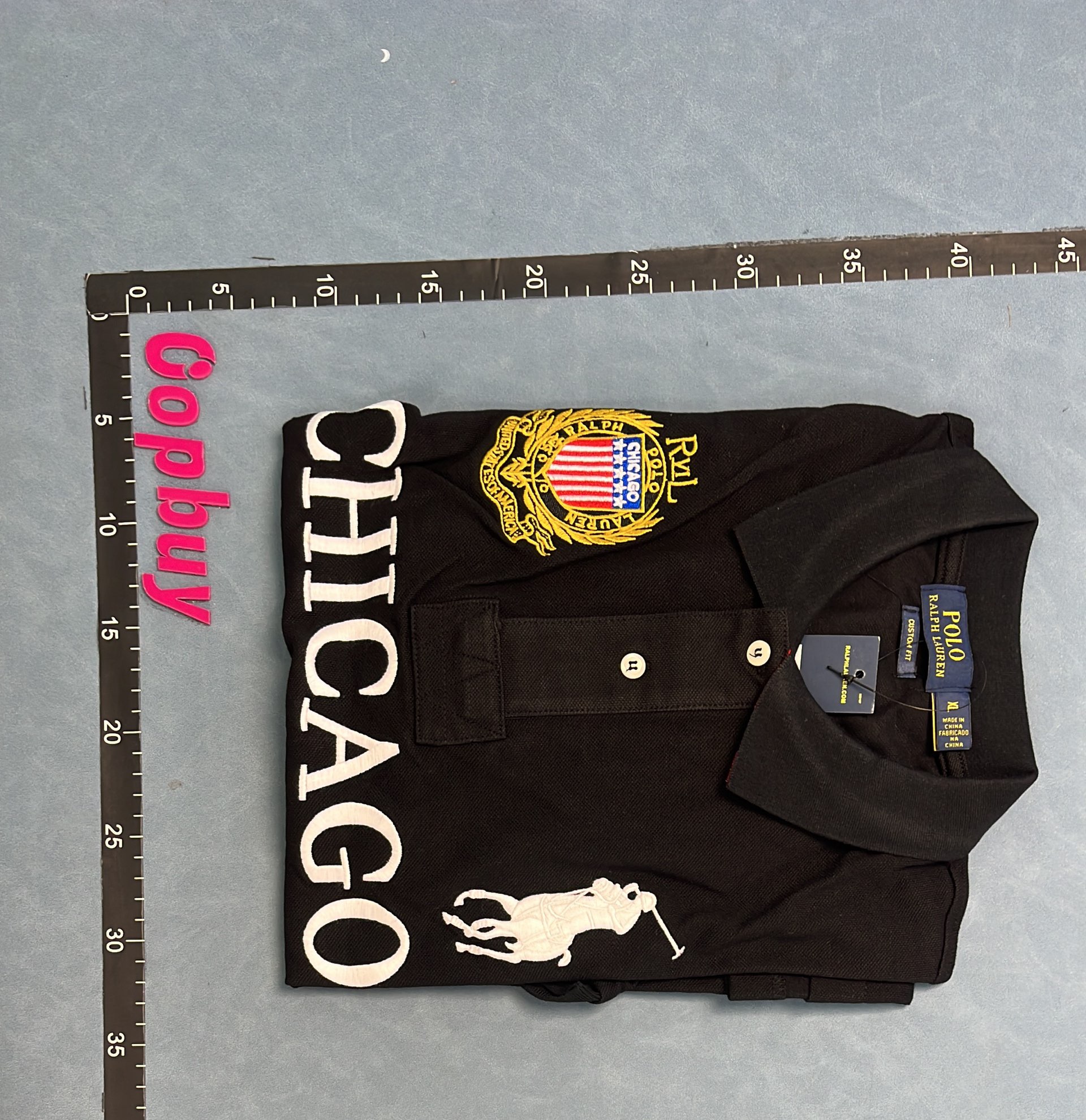 Chicago Polo Shirt Black with Big Pony Logo