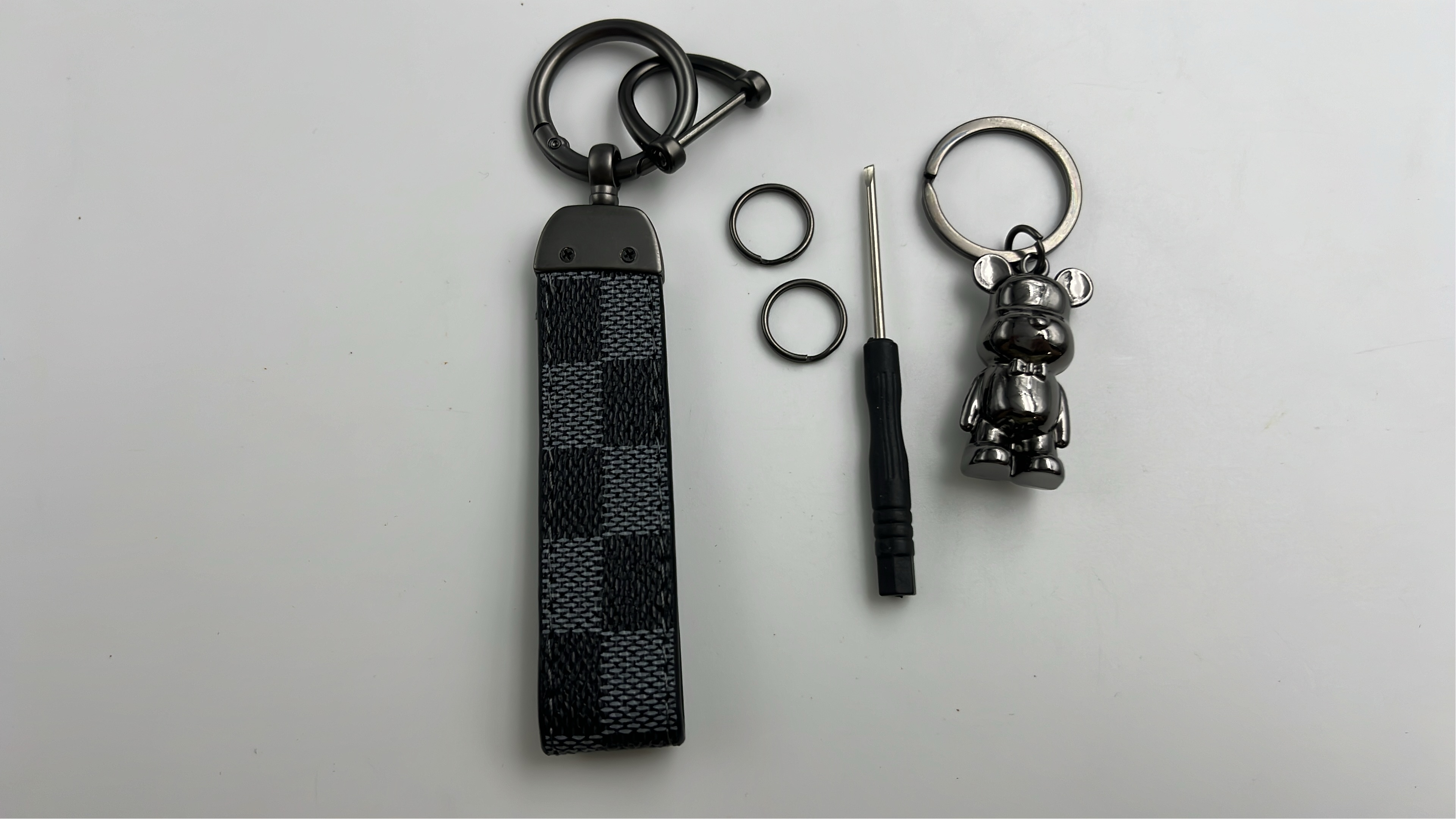 LV Monogram Bear Keychain with Leather Strap