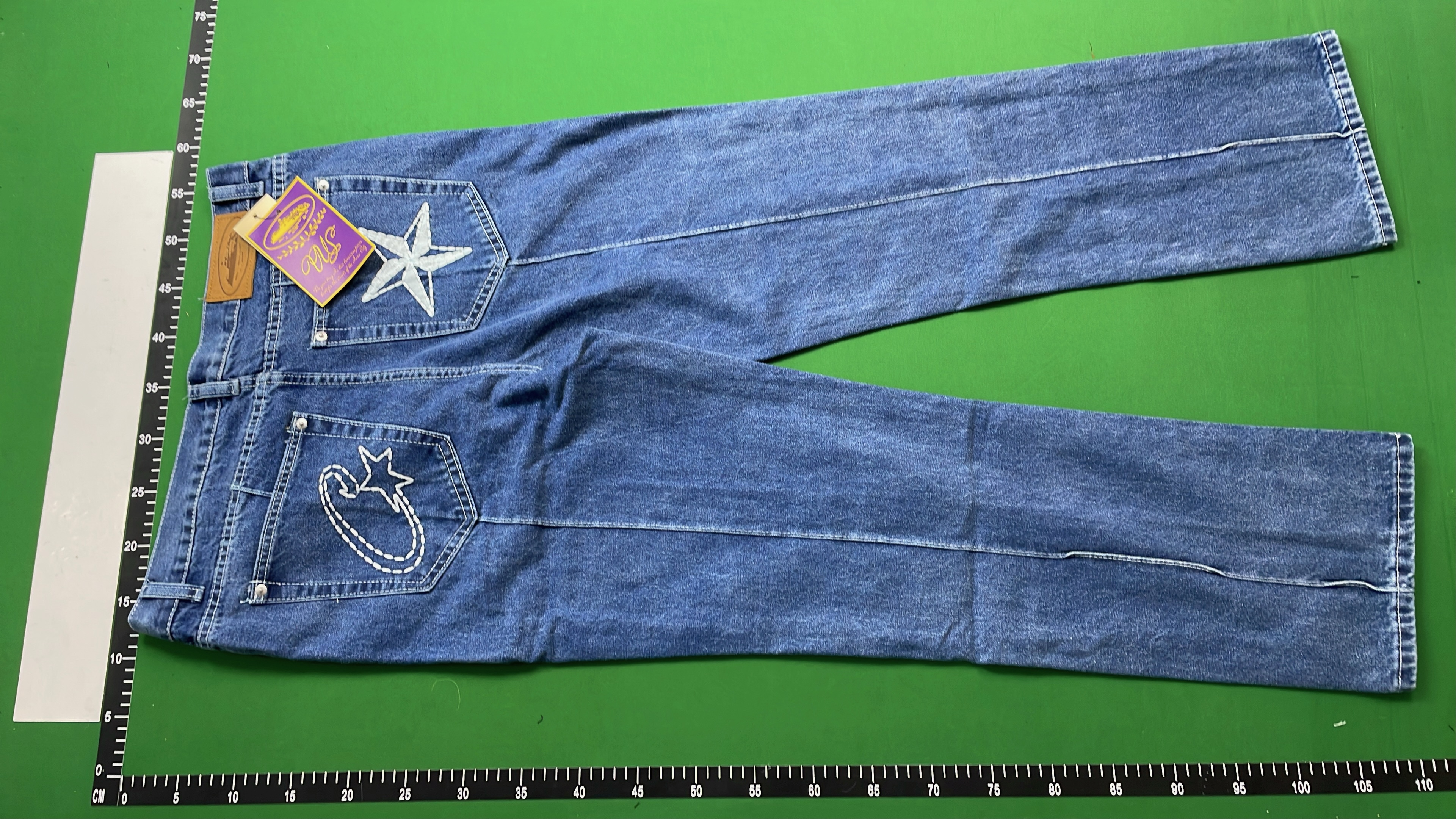 Beverage Denim Pants with Bold Logo Design