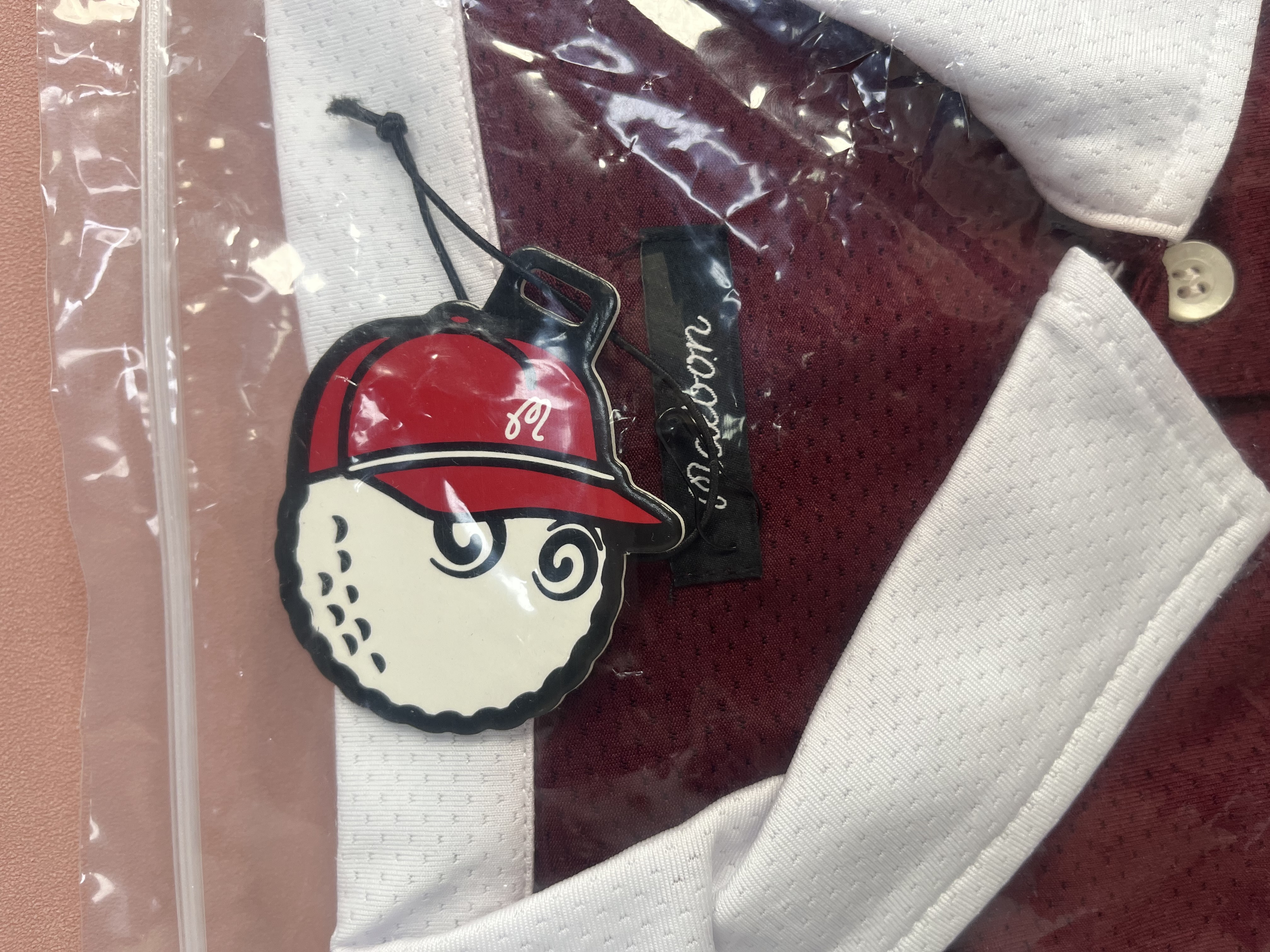 Red Polo Shirt with White Collar