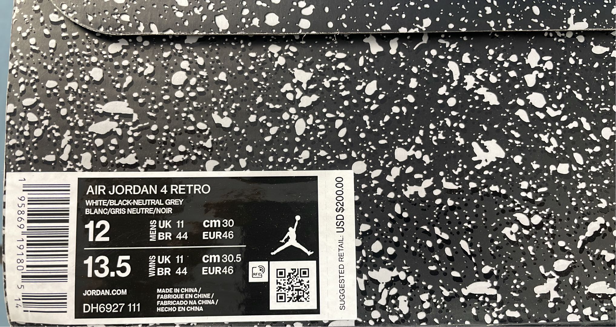 Air Jordan 4 Retro White Black Men's Basketball Shoes