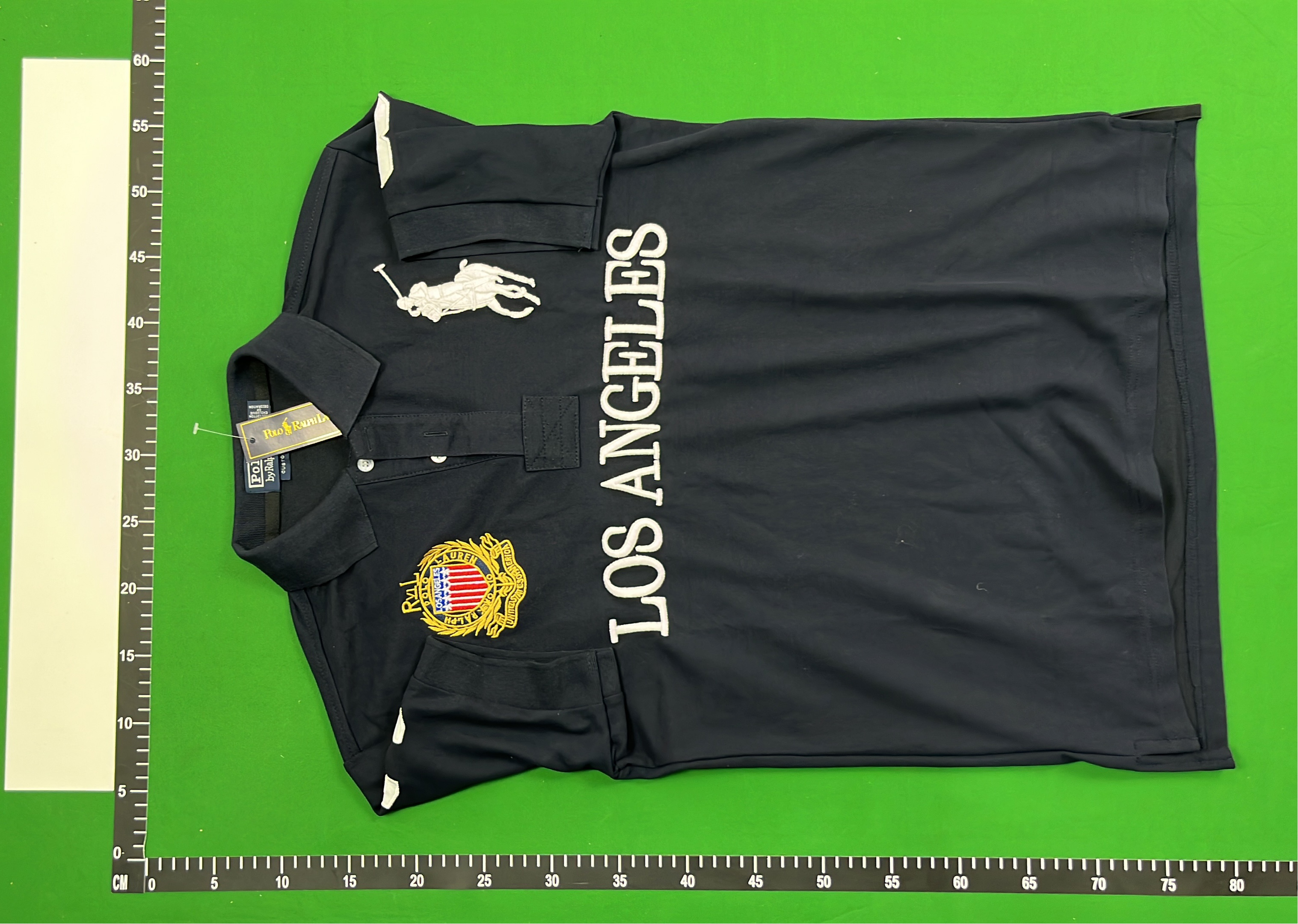 Blue Paris Polo Shirt with Gold Embroidery