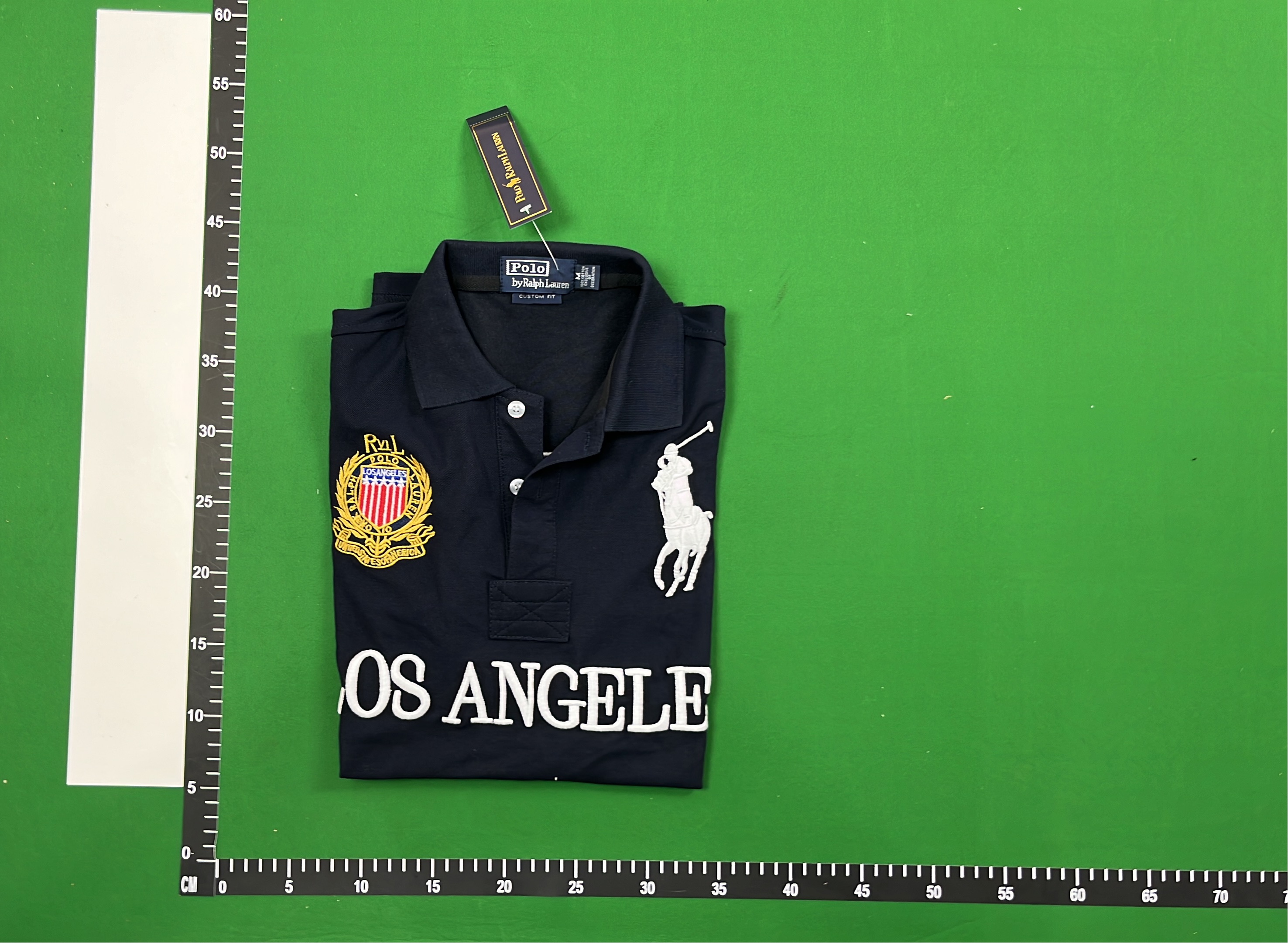 Blue Paris Polo Shirt with Gold Embroidery