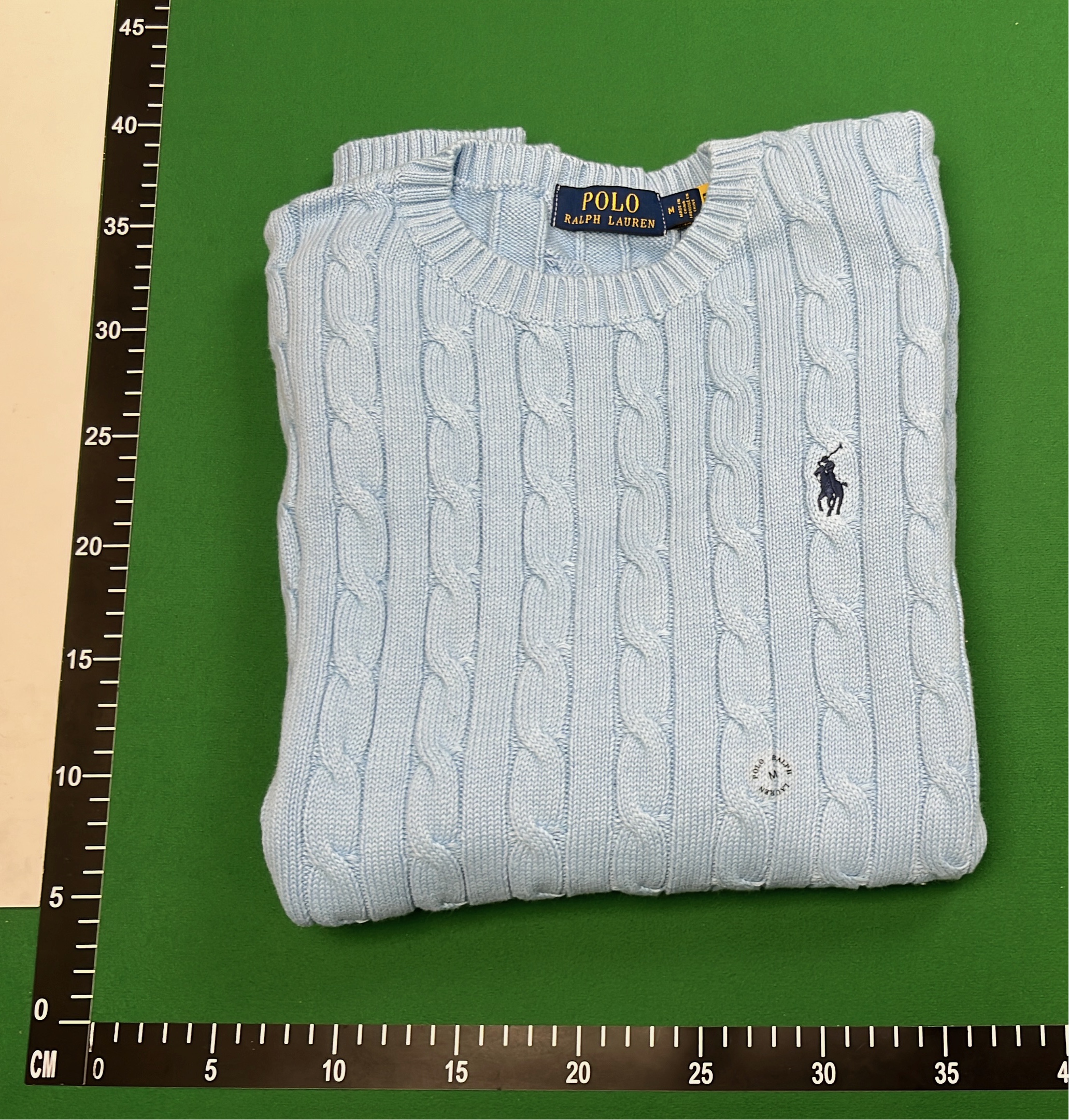 Light Blue Cable Knit Sweater for Men