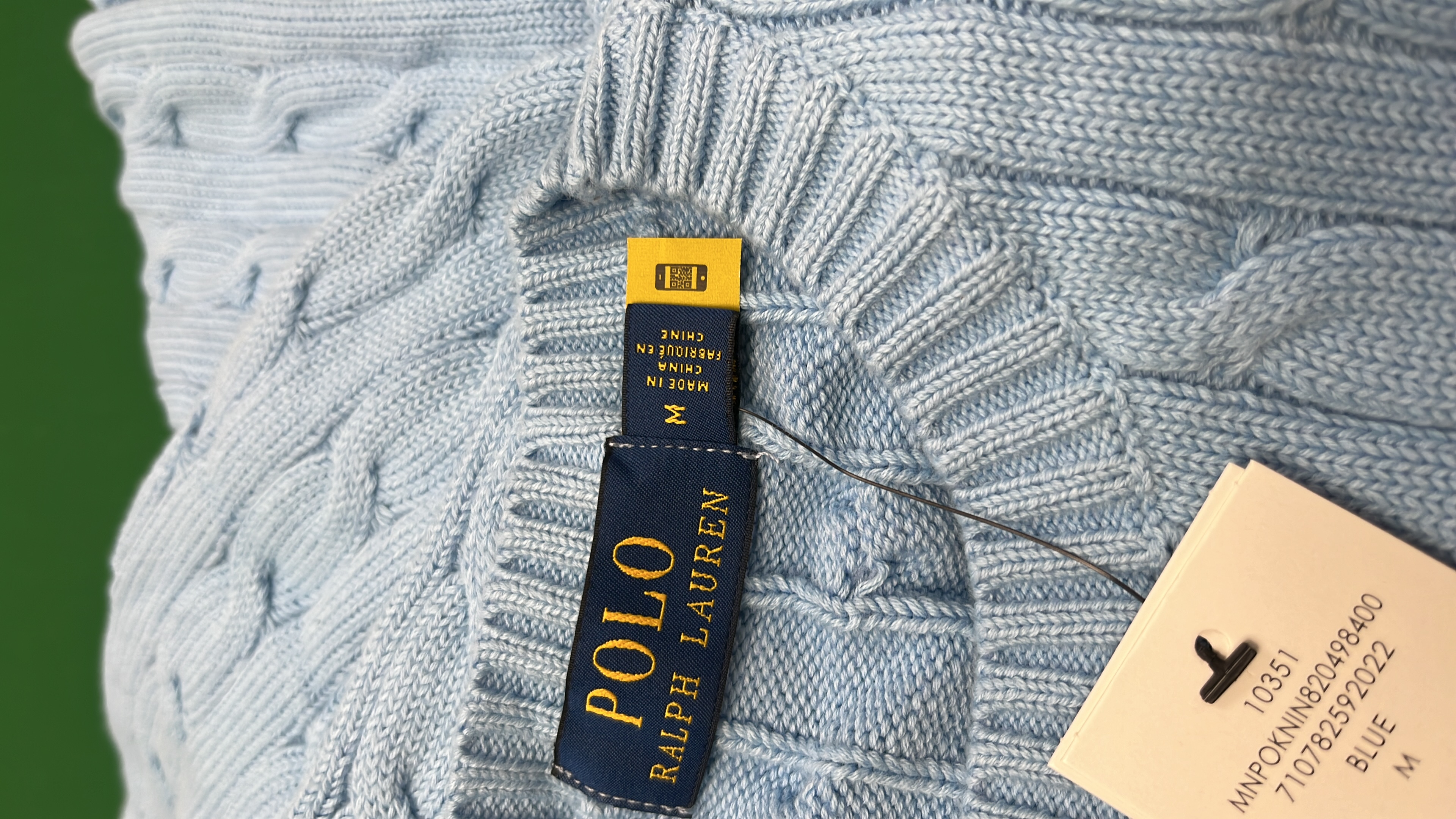 Light Blue Cable Knit Sweater for Men