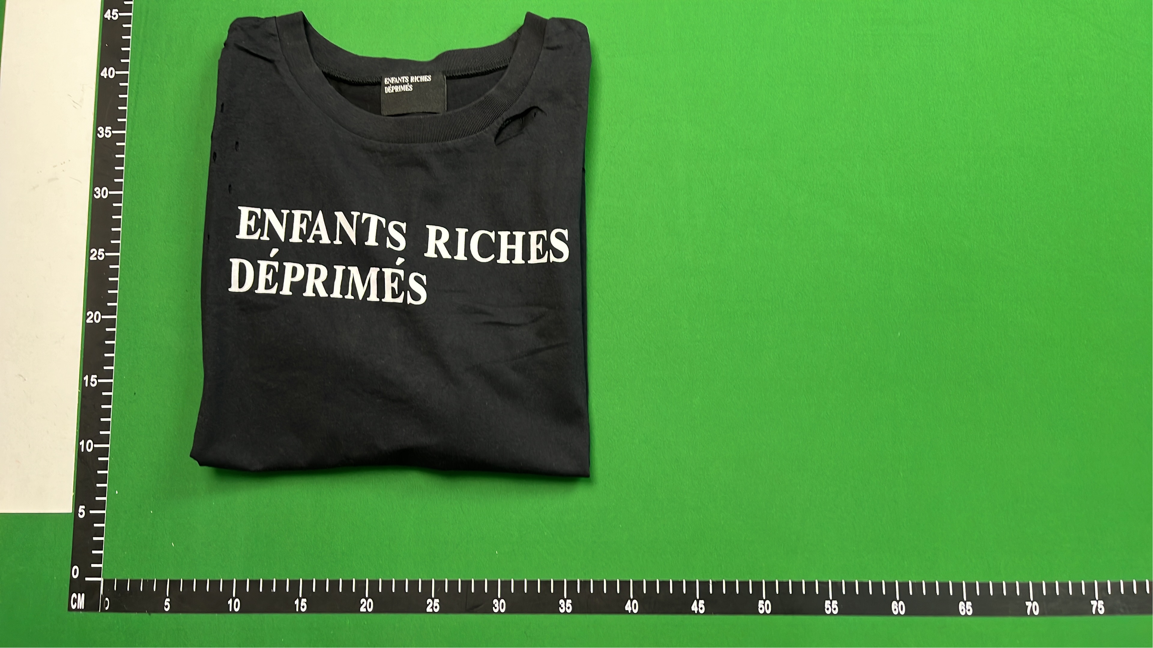 ERD Distressed T-Shirt with Bold Text Design