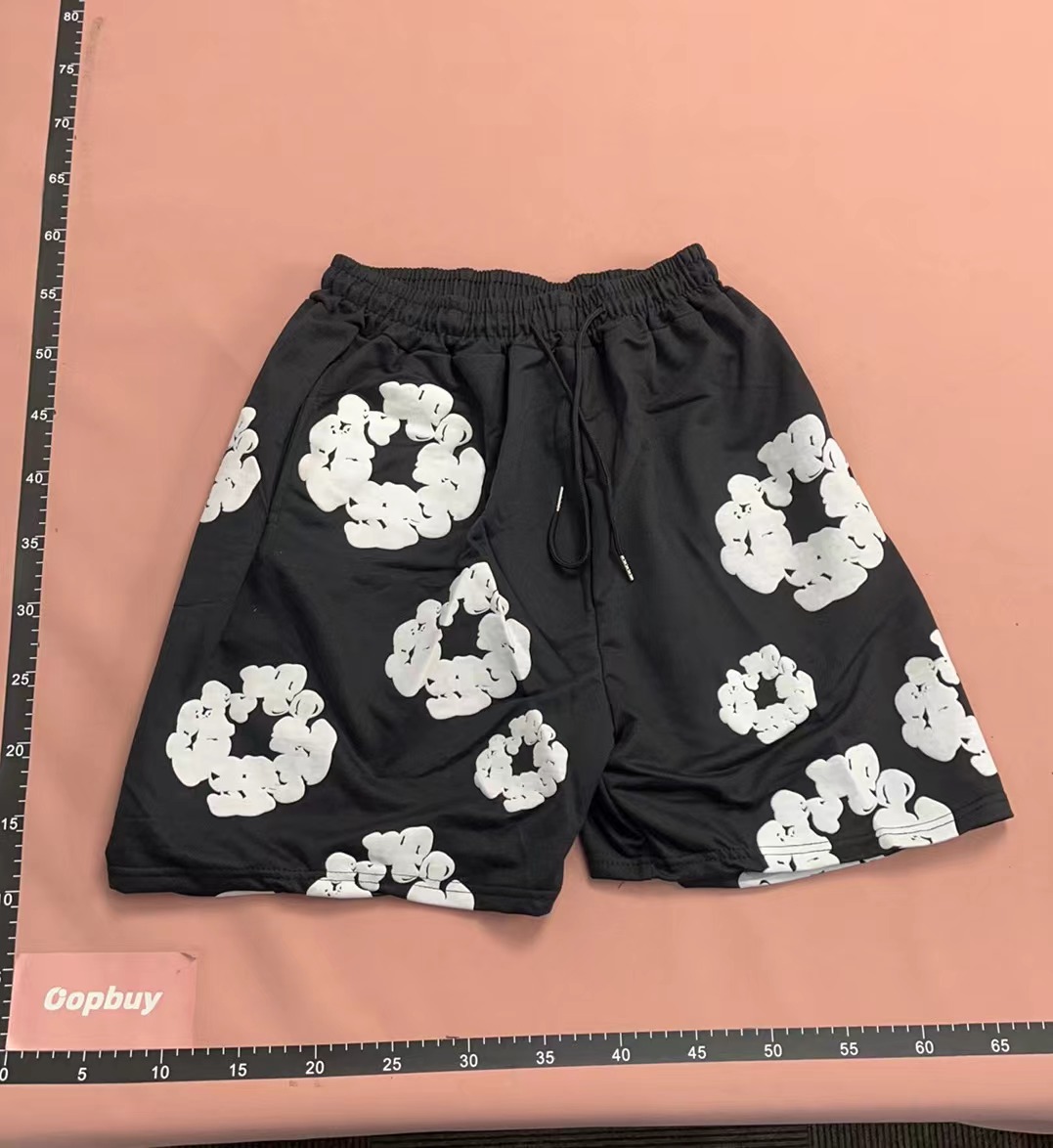 Gray Floral Print Shorts with Elastic Waist