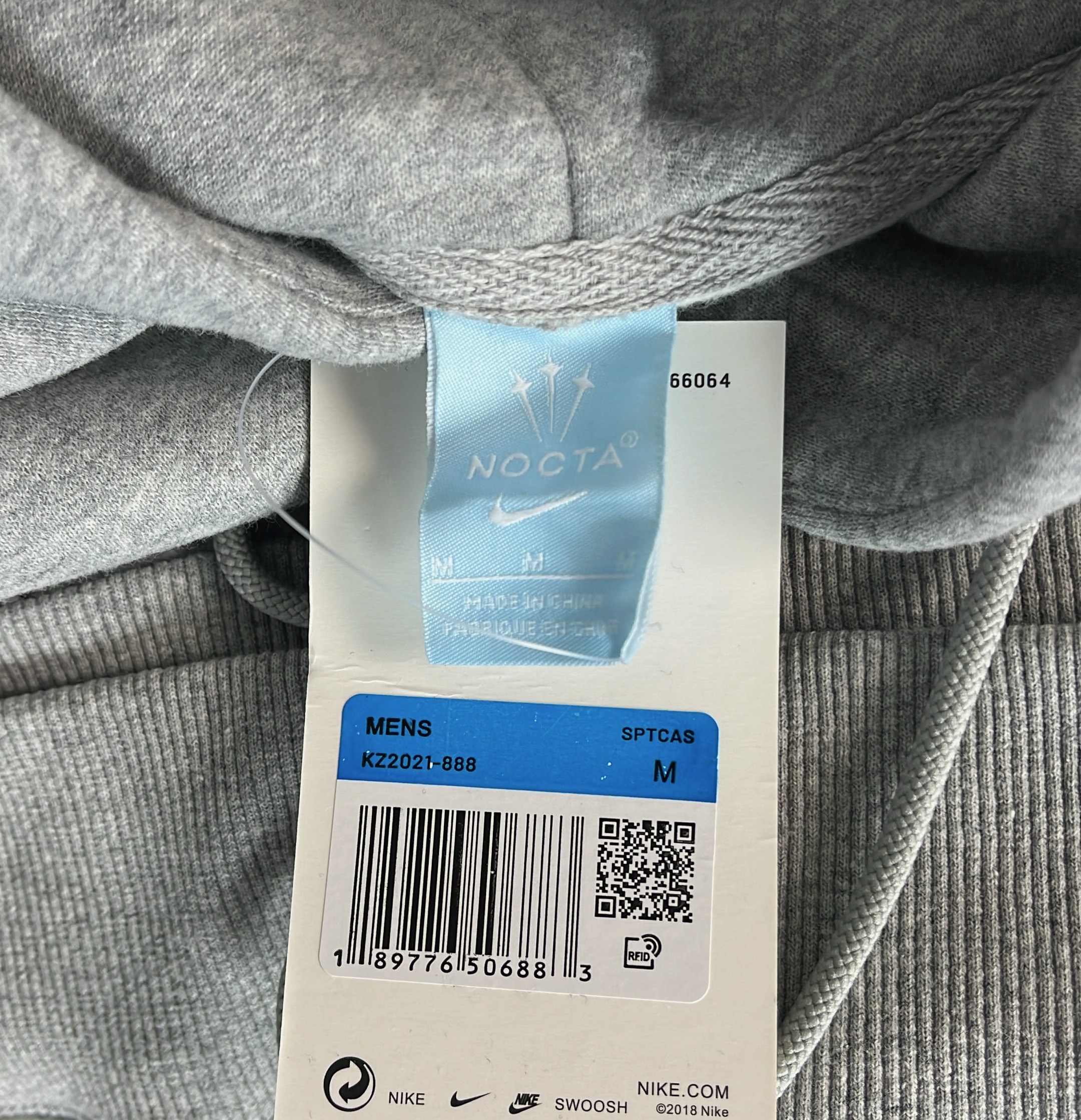 Nike Gray Hoodie with Swoosh Logo and Pocket