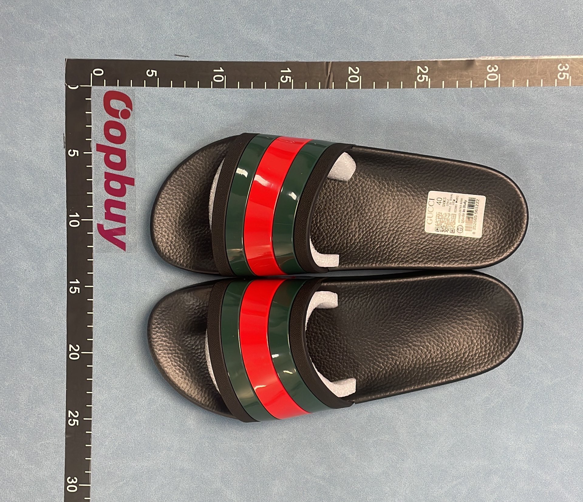 Gucci Black Red Green Web Slide Sandals Men's Summer Shoes