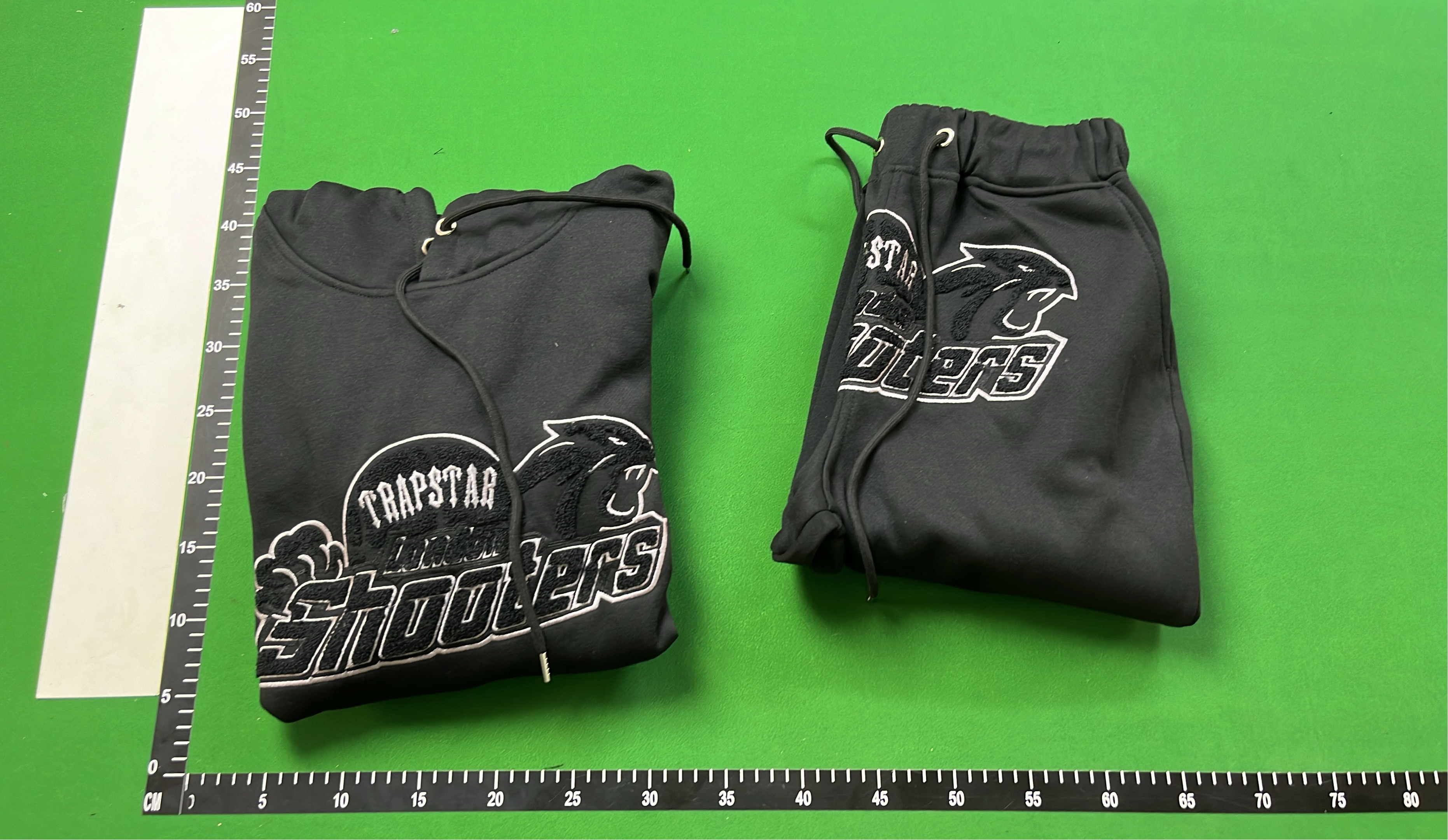 Black Hoodie and Pants Set with Graphic Print