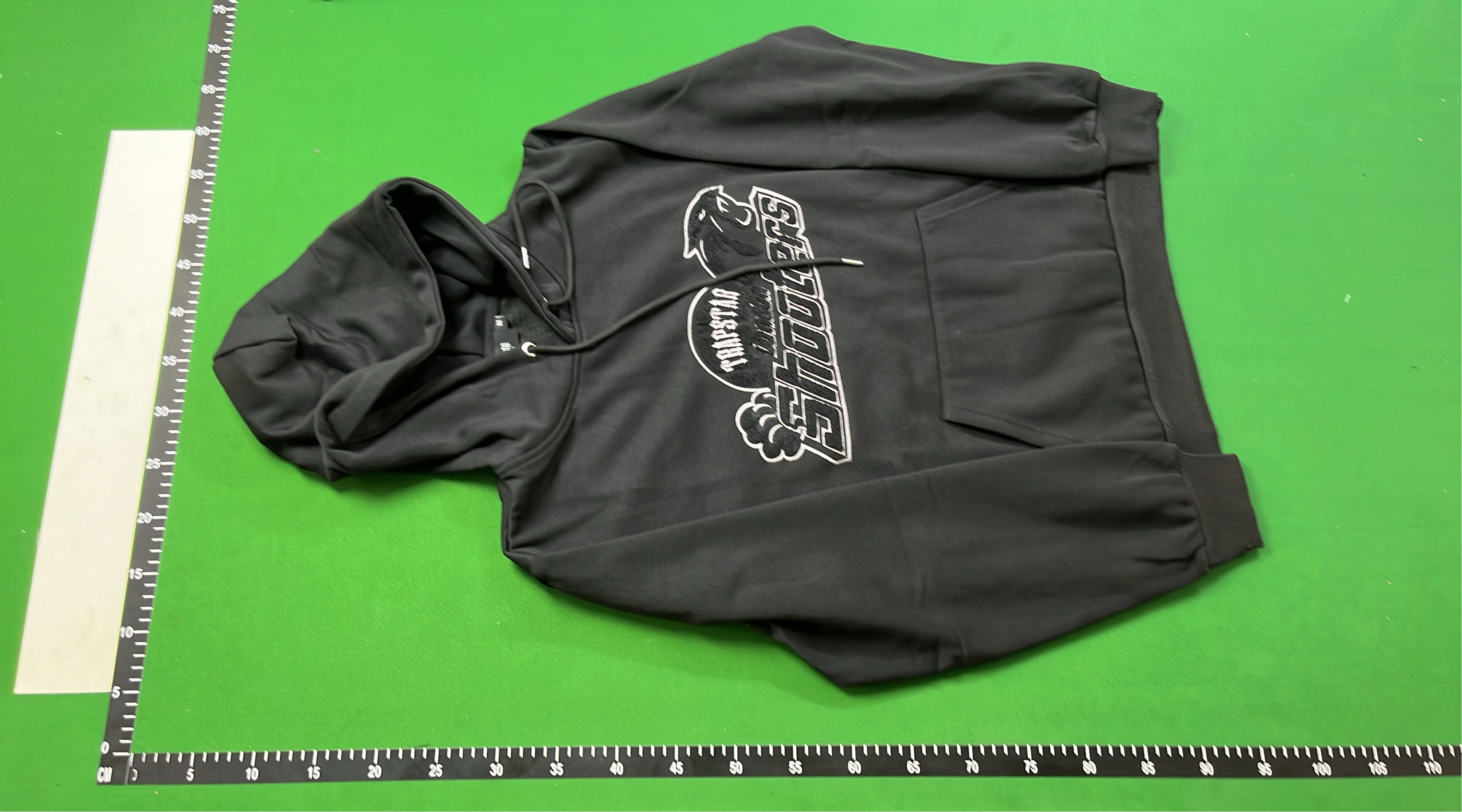 Black Hoodie and Pants Set with Graphic Print