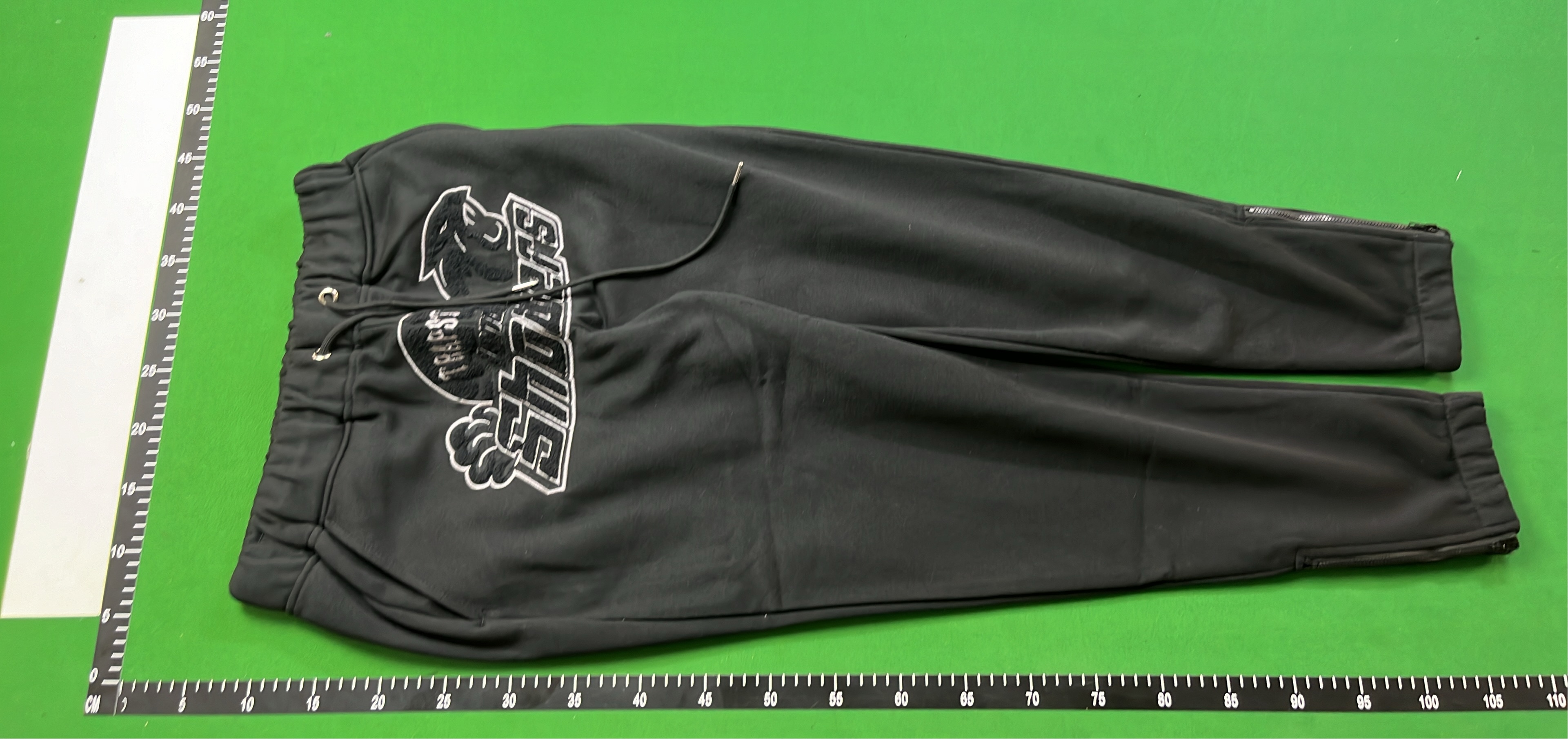 Black Hoodie and Pants Set with Graphic Print