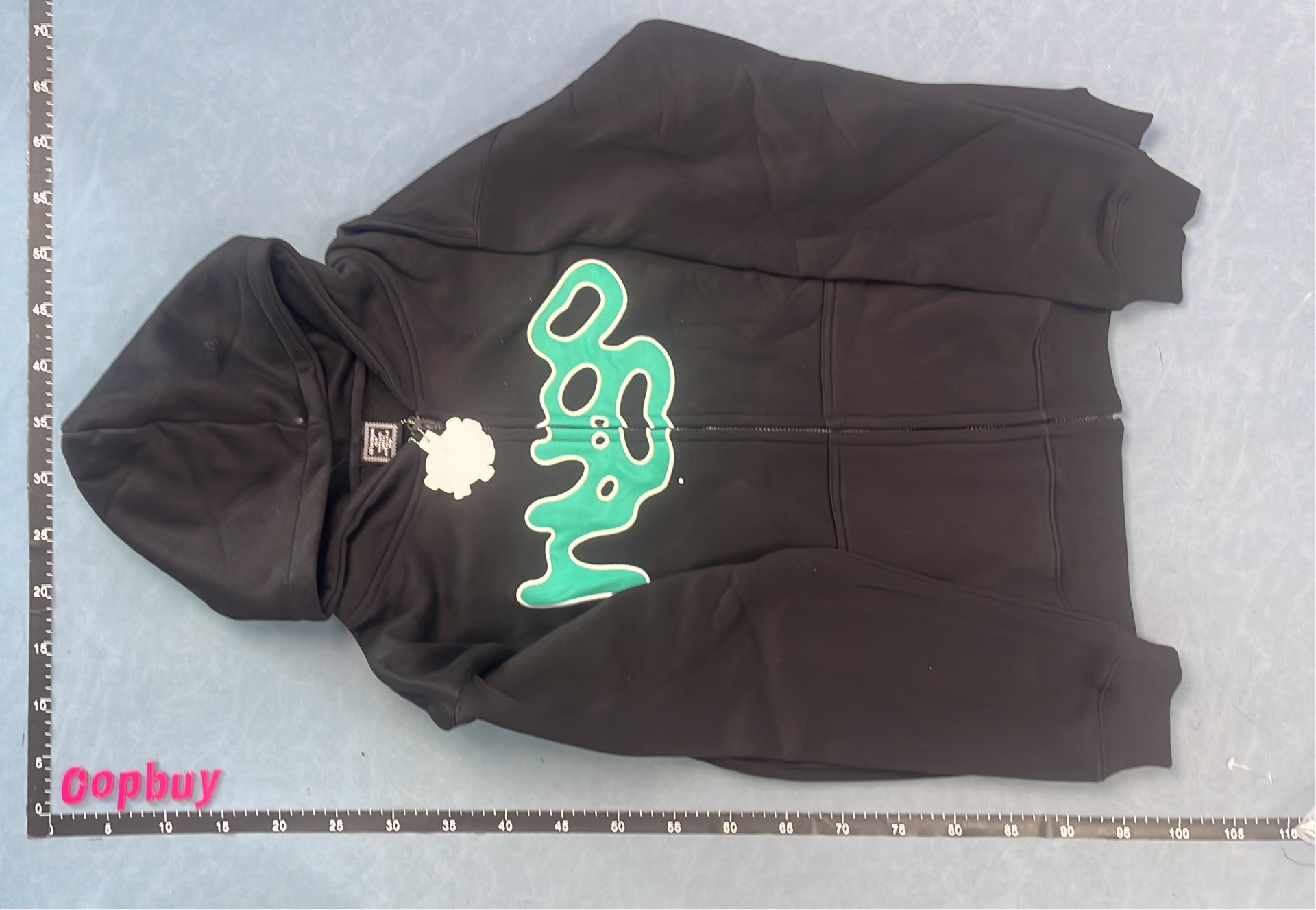HUGO Black Zip-Up Hoodie with Teal Logo Design