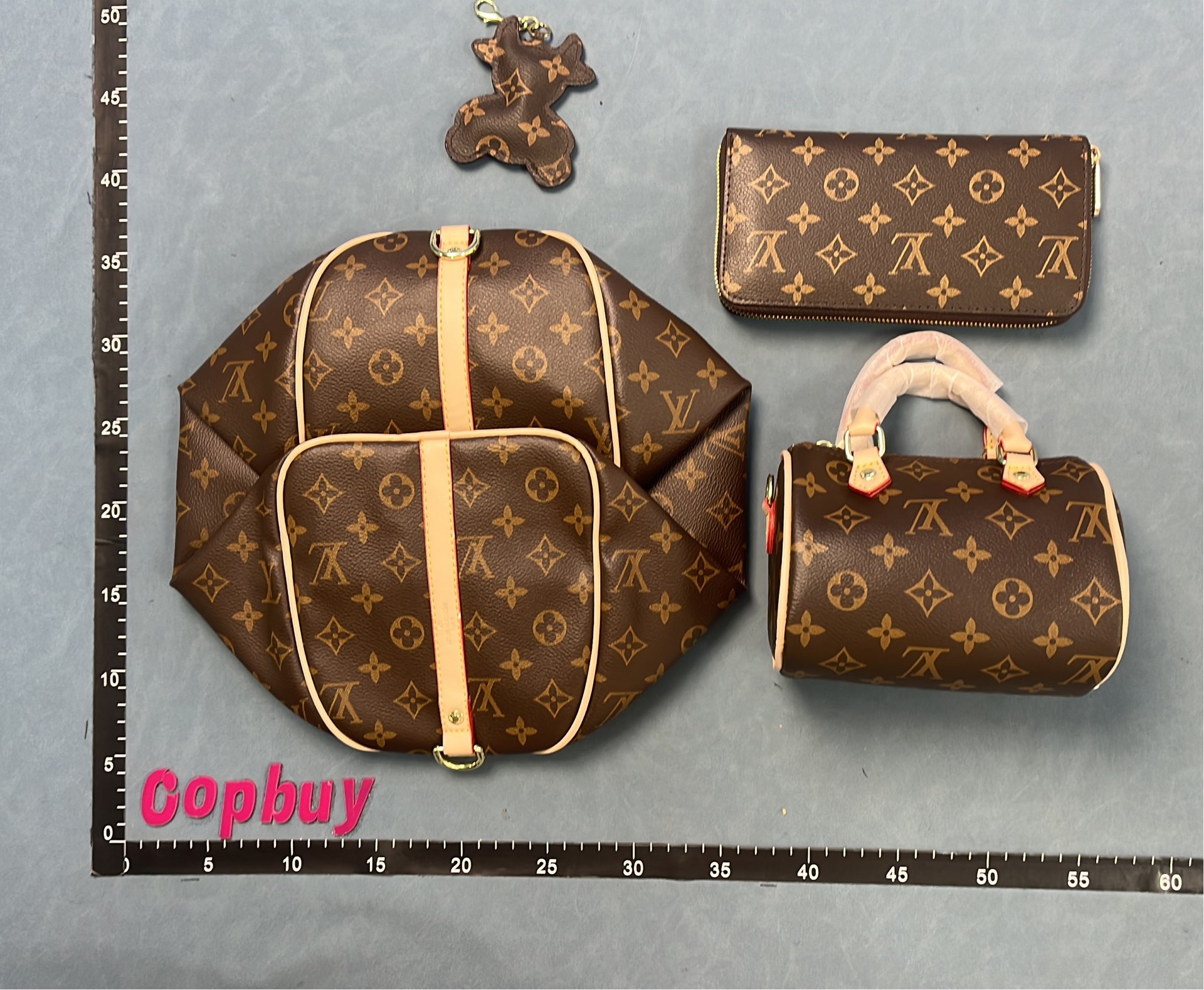 Louis Vuitton Monogram Tote Bag Set with Wallet and Pouch