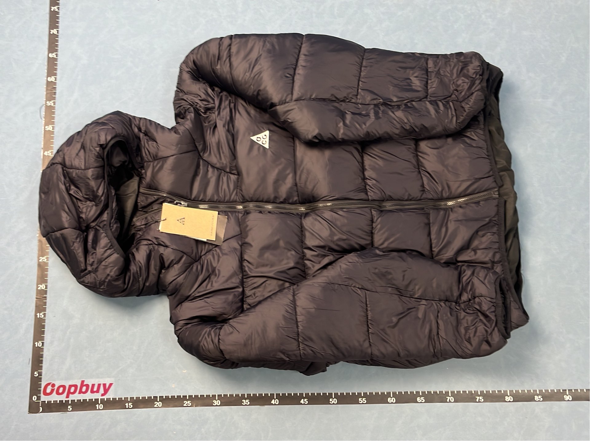 Men's Black Puffer Jacket with Hood and Logo