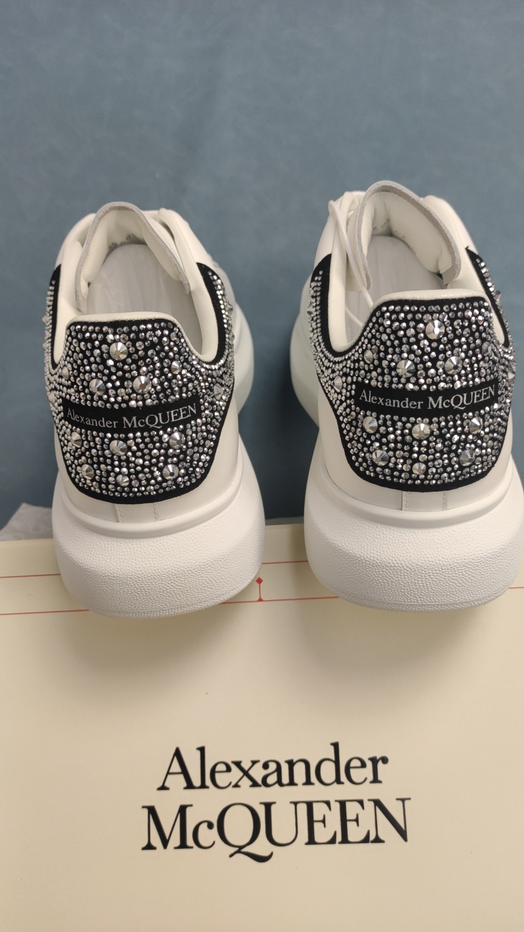 White Alexander McQueen Sneakers with Silver Heel Panel