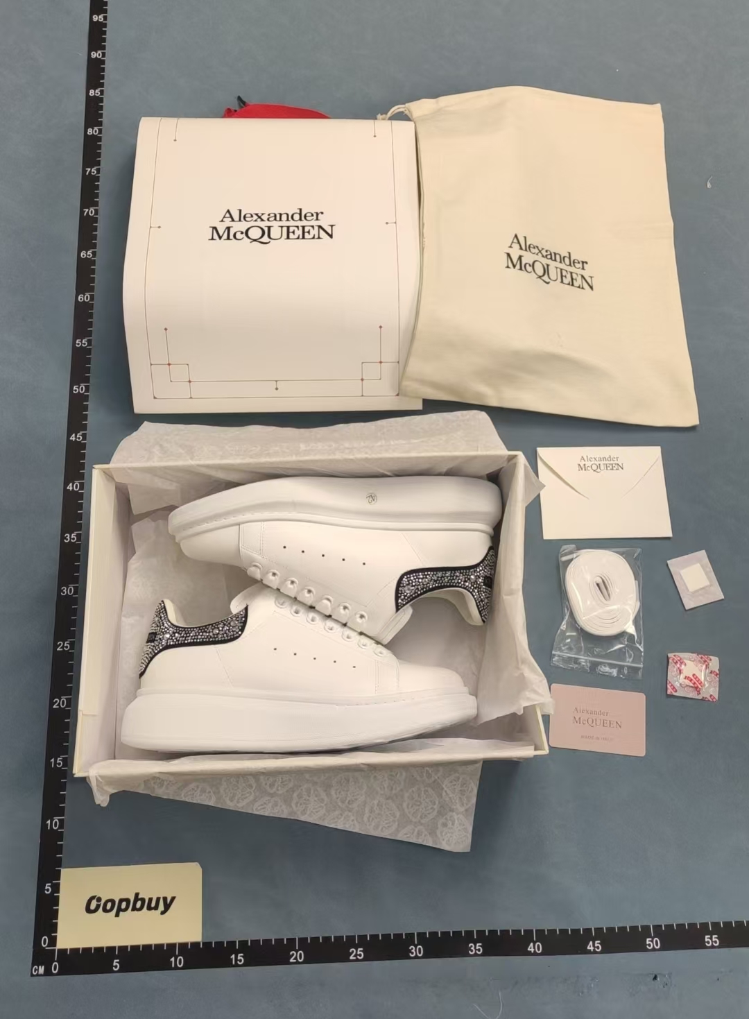 White Alexander McQueen Sneakers with Silver Heel Panel