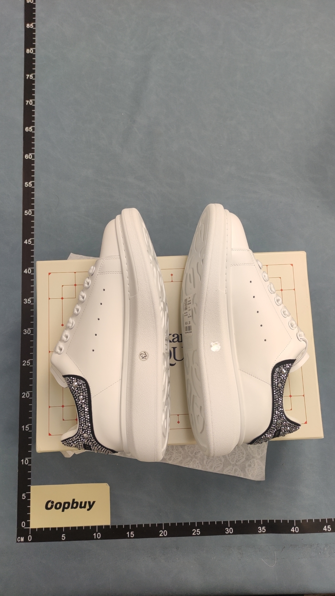 White Alexander McQueen Sneakers with Silver Heel Panel