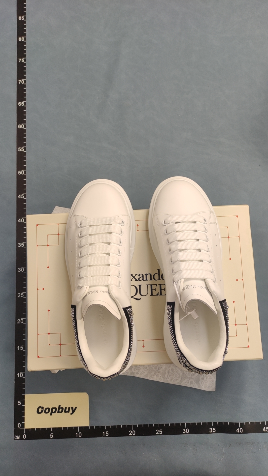 White Alexander McQueen Sneakers with Silver Heel Panel