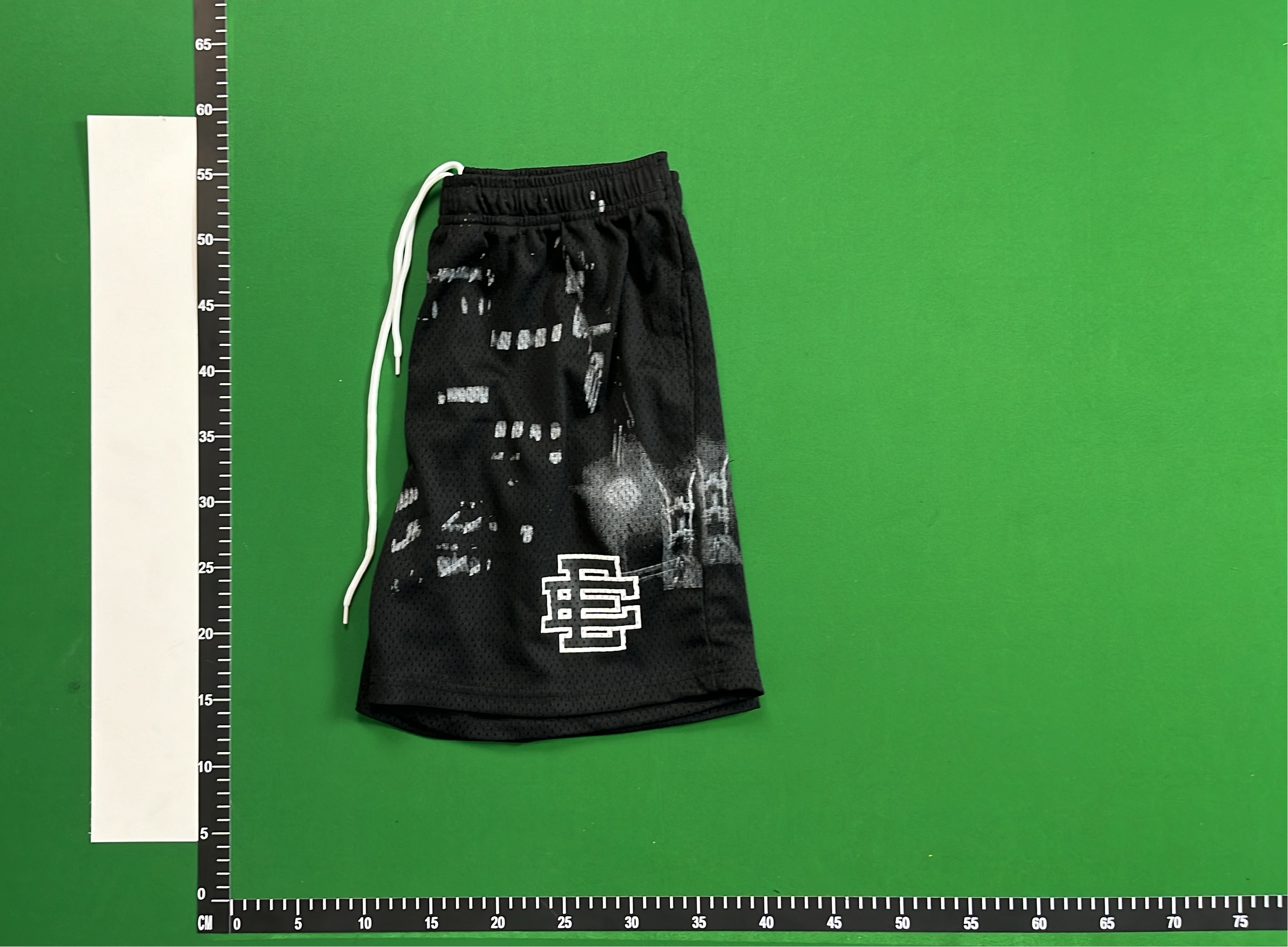 Black Mesh Basketball Shorts with City Print