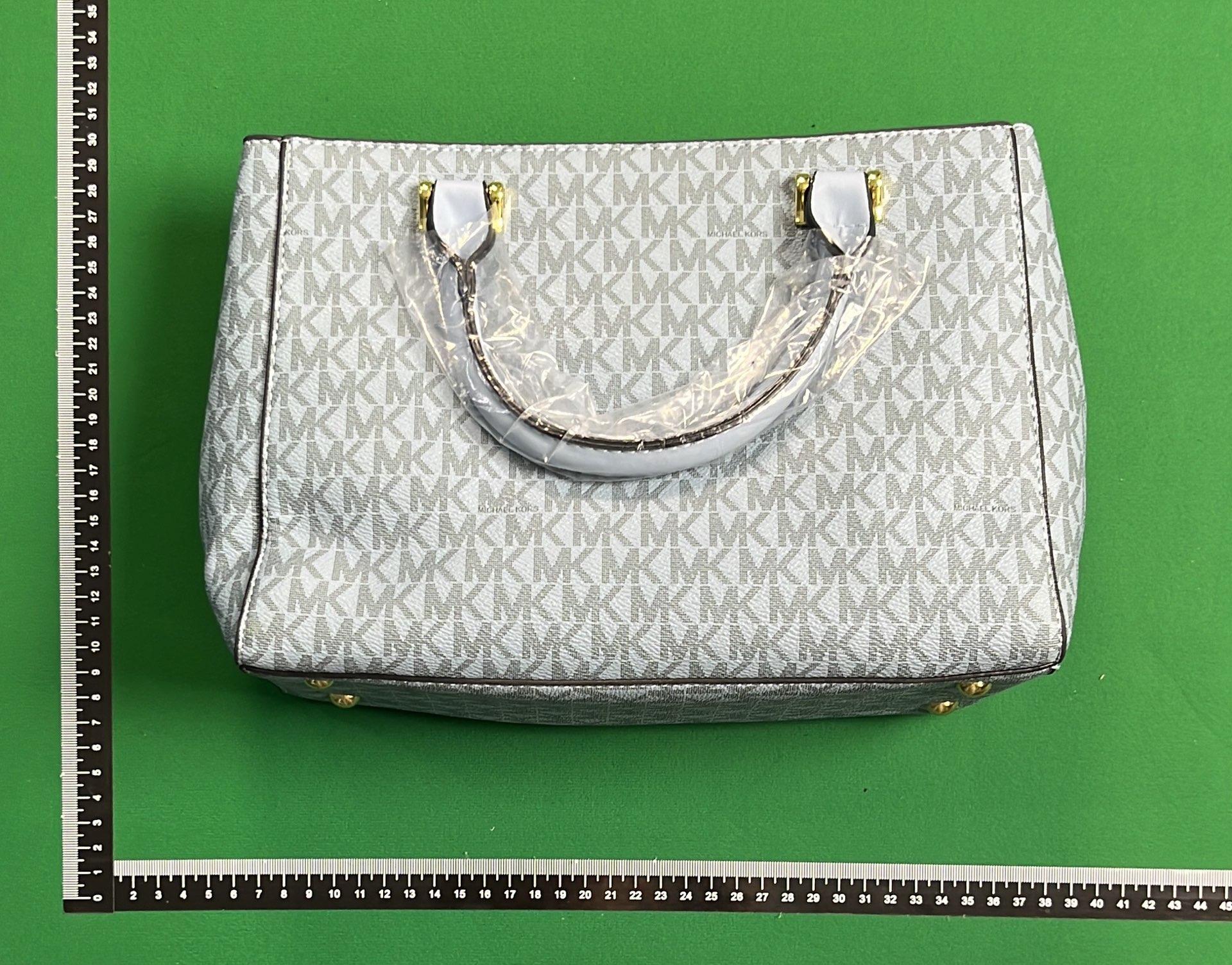 Michael Kors Logo Print Tote Bag with Gold MK Charm