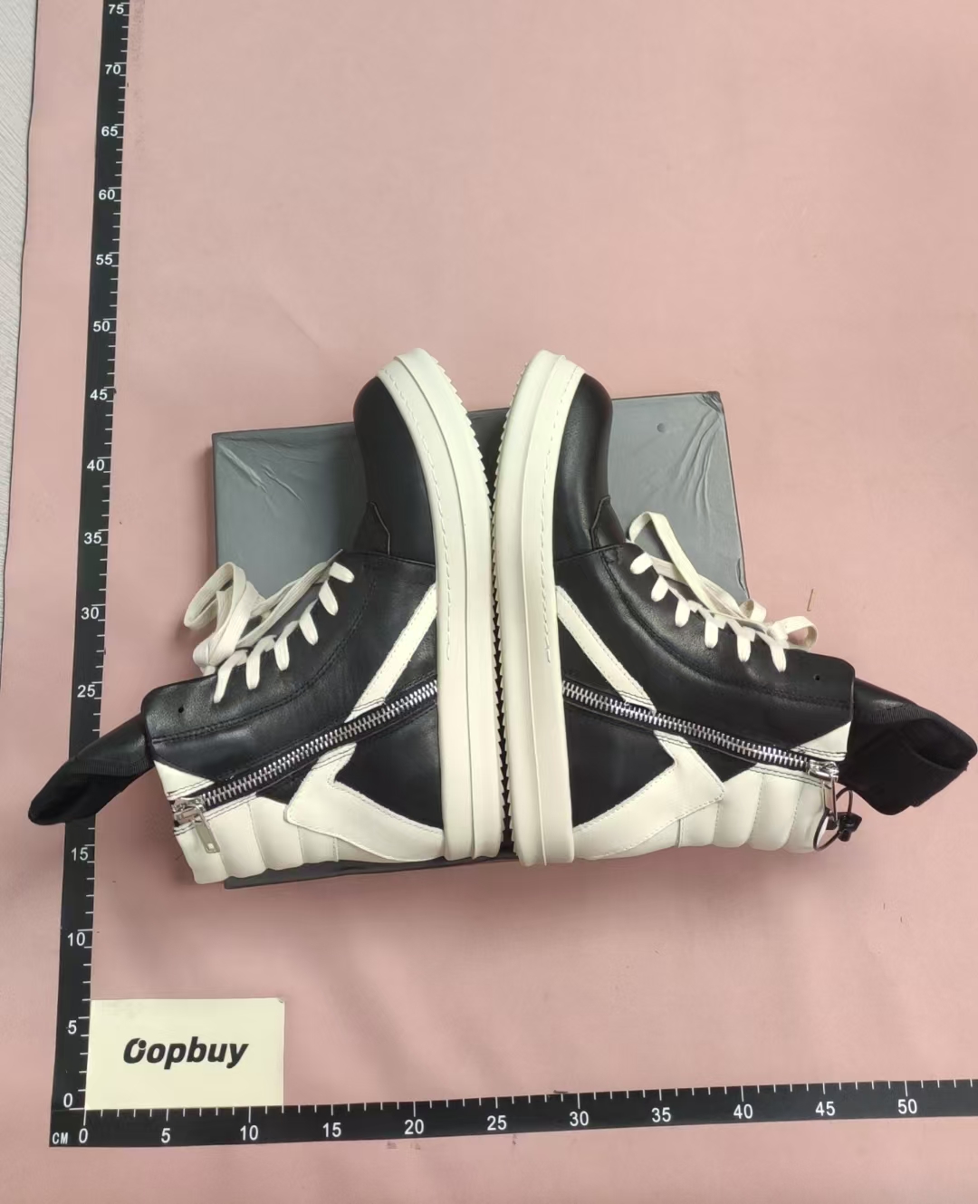 Black and Beige High-Top Sneakers with Wedge Heel