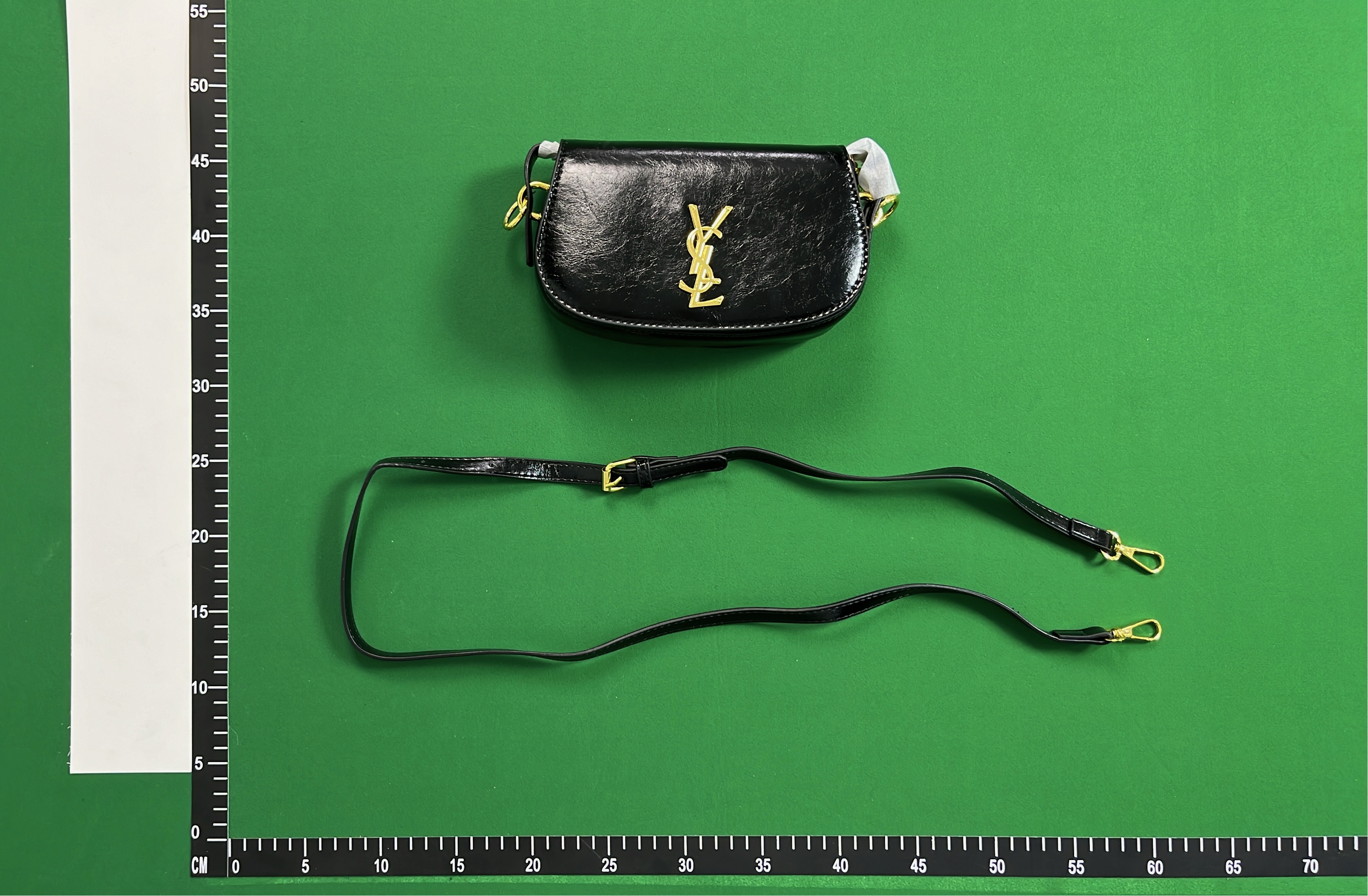 YSL Black Leather Handbag with Gold Logo