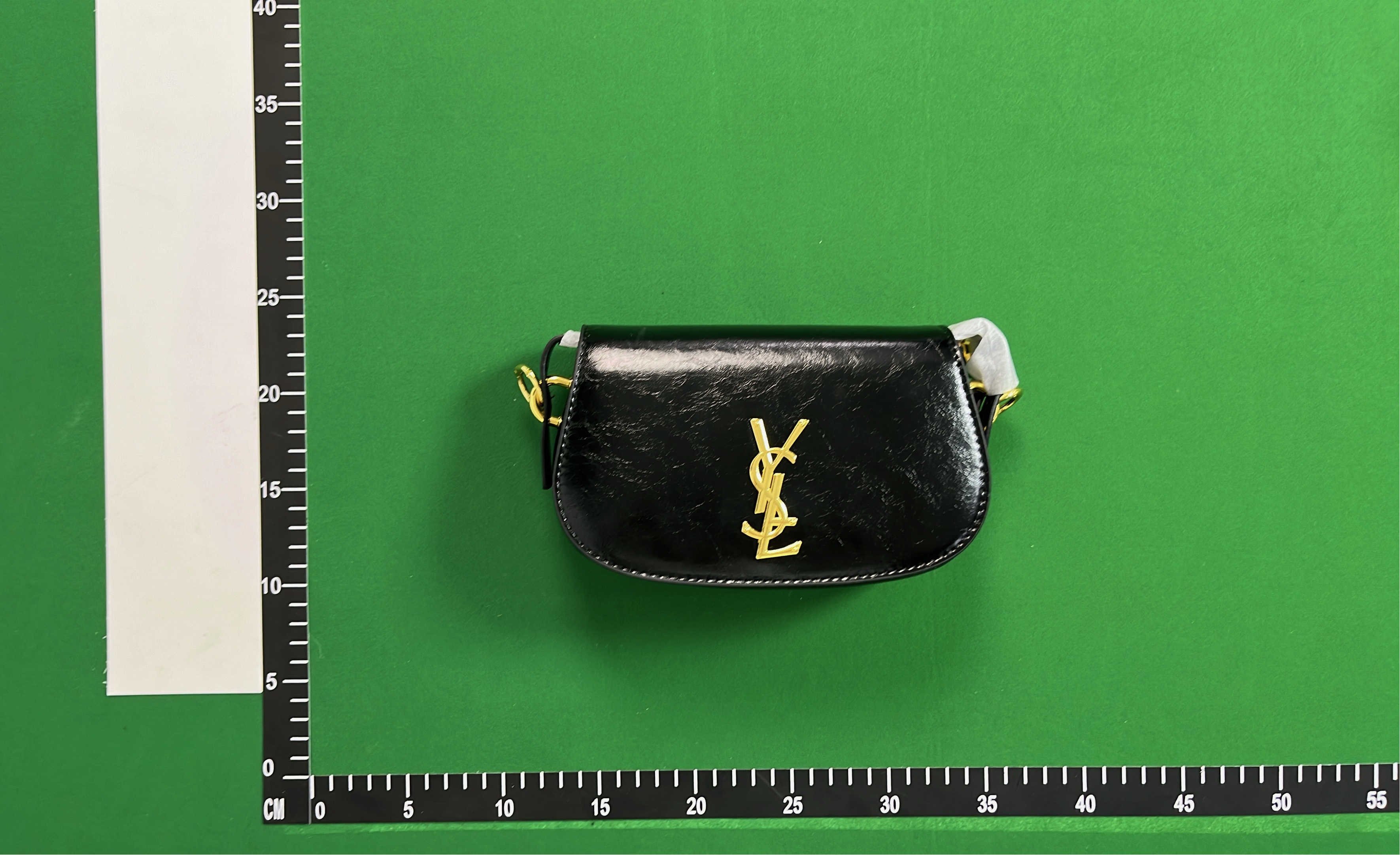 YSL Black Leather Handbag with Gold Logo