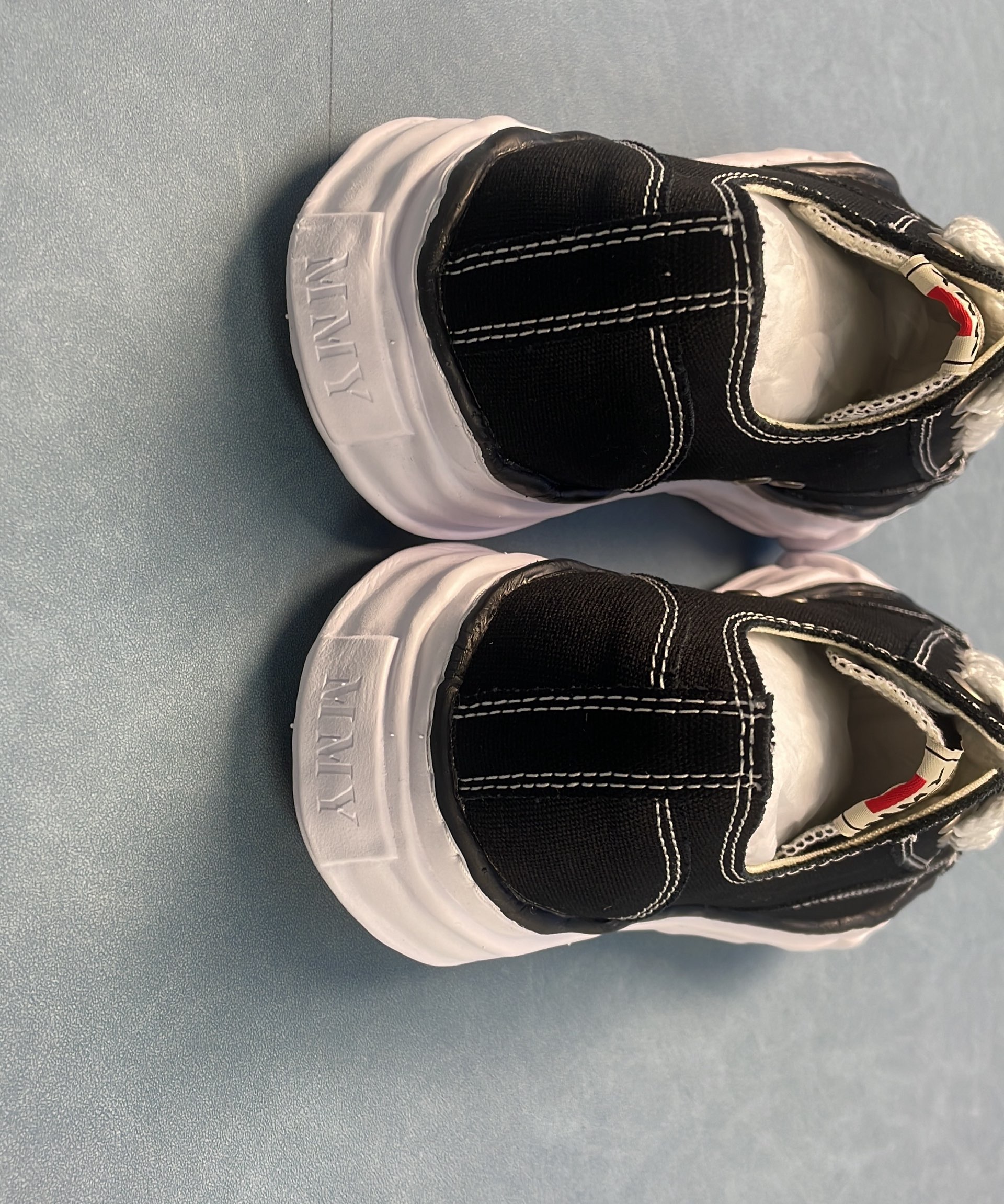 Black Low Top Canvas Sneakers with Chunky White Sole
