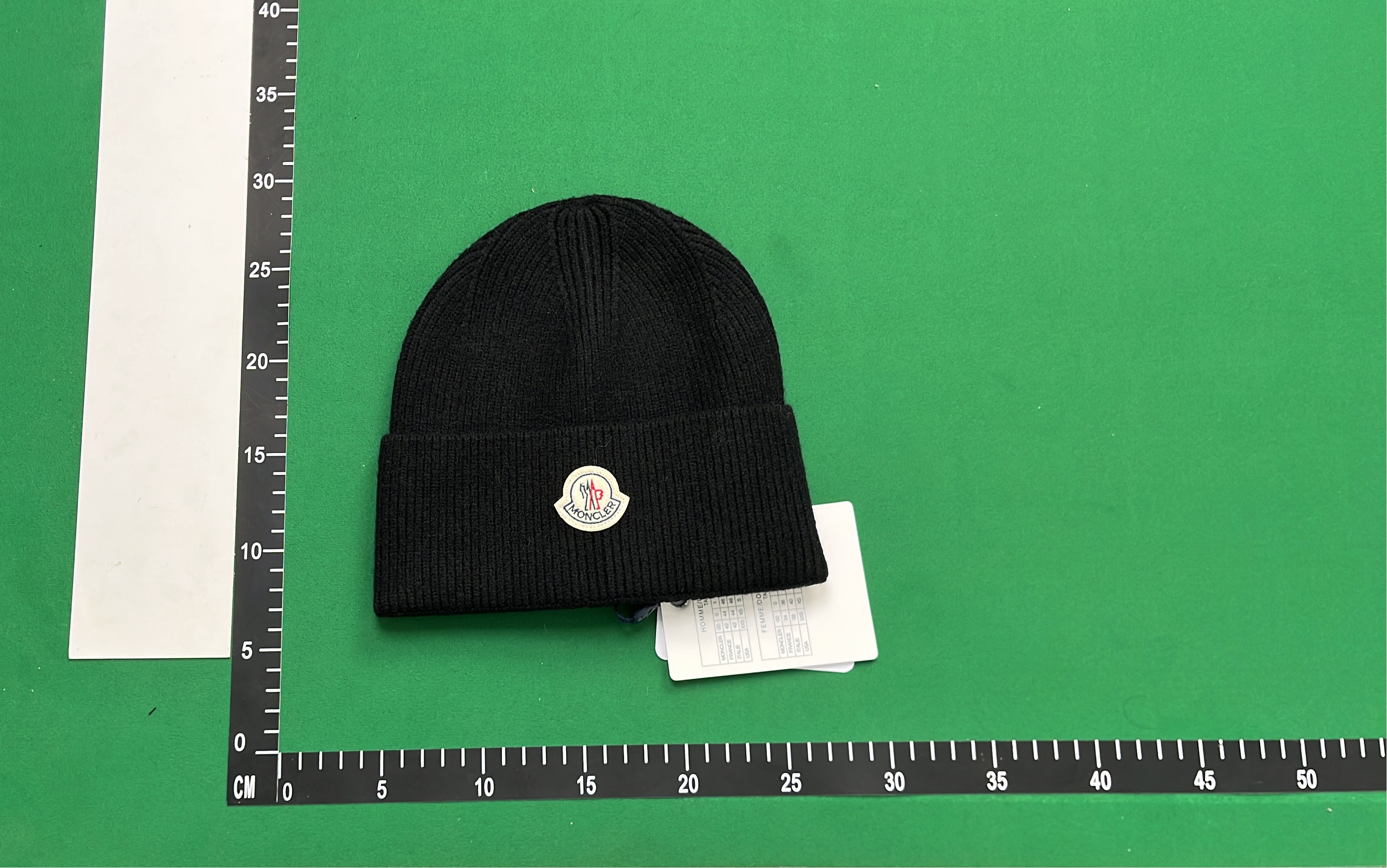 Moncler Black Knit Beanie with Logo Patch