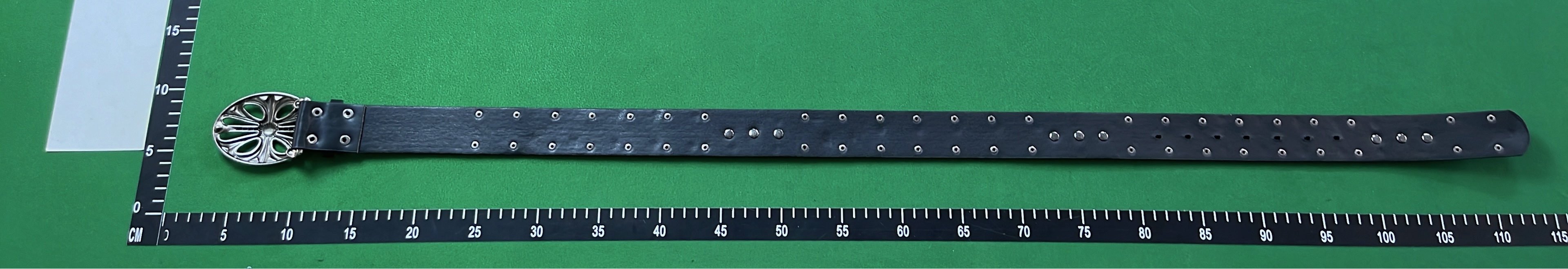 Chrome Hearts Black Leather Belt with Silver Studs and Buckle