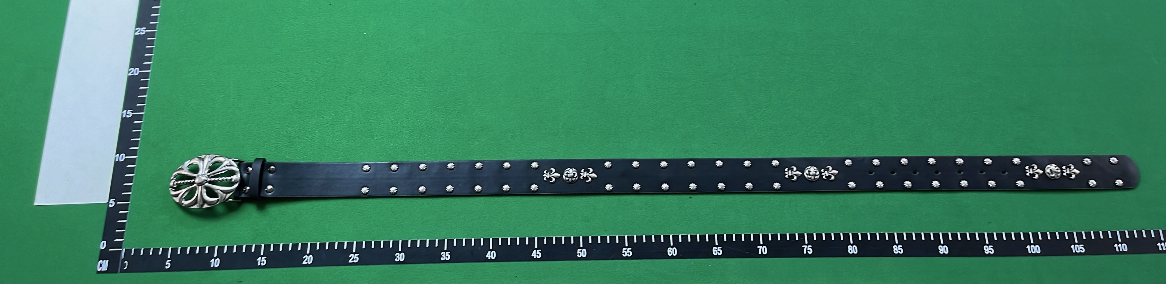 Chrome Hearts Black Leather Belt with Silver Studs and Buckle