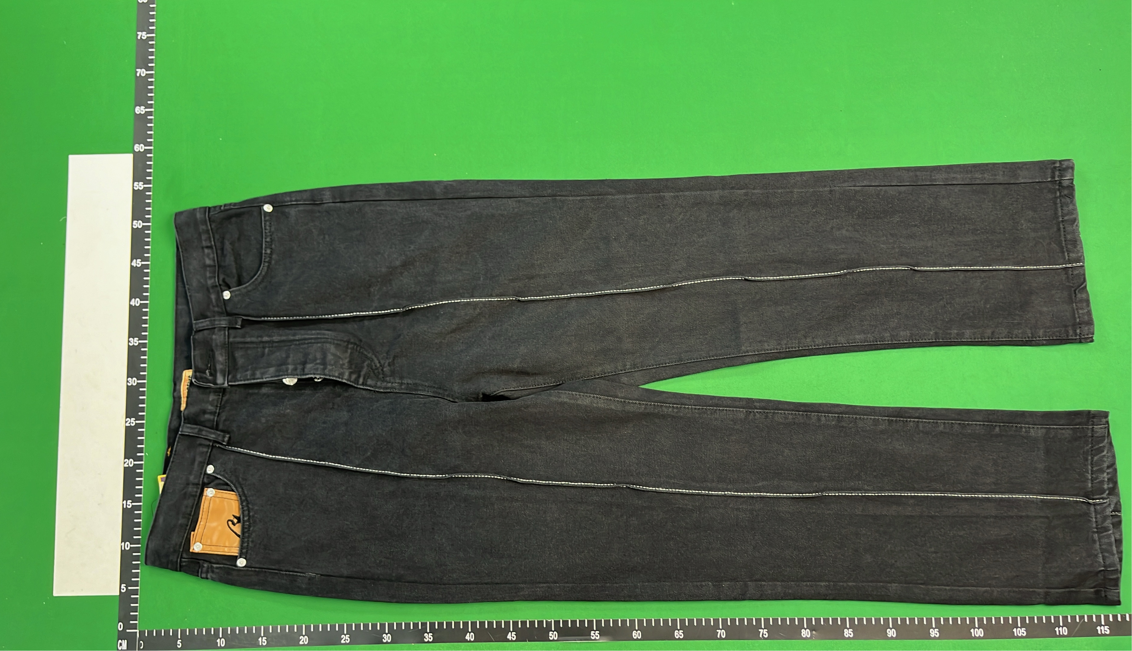 Black Denim Shorts with White Oval Logo Design