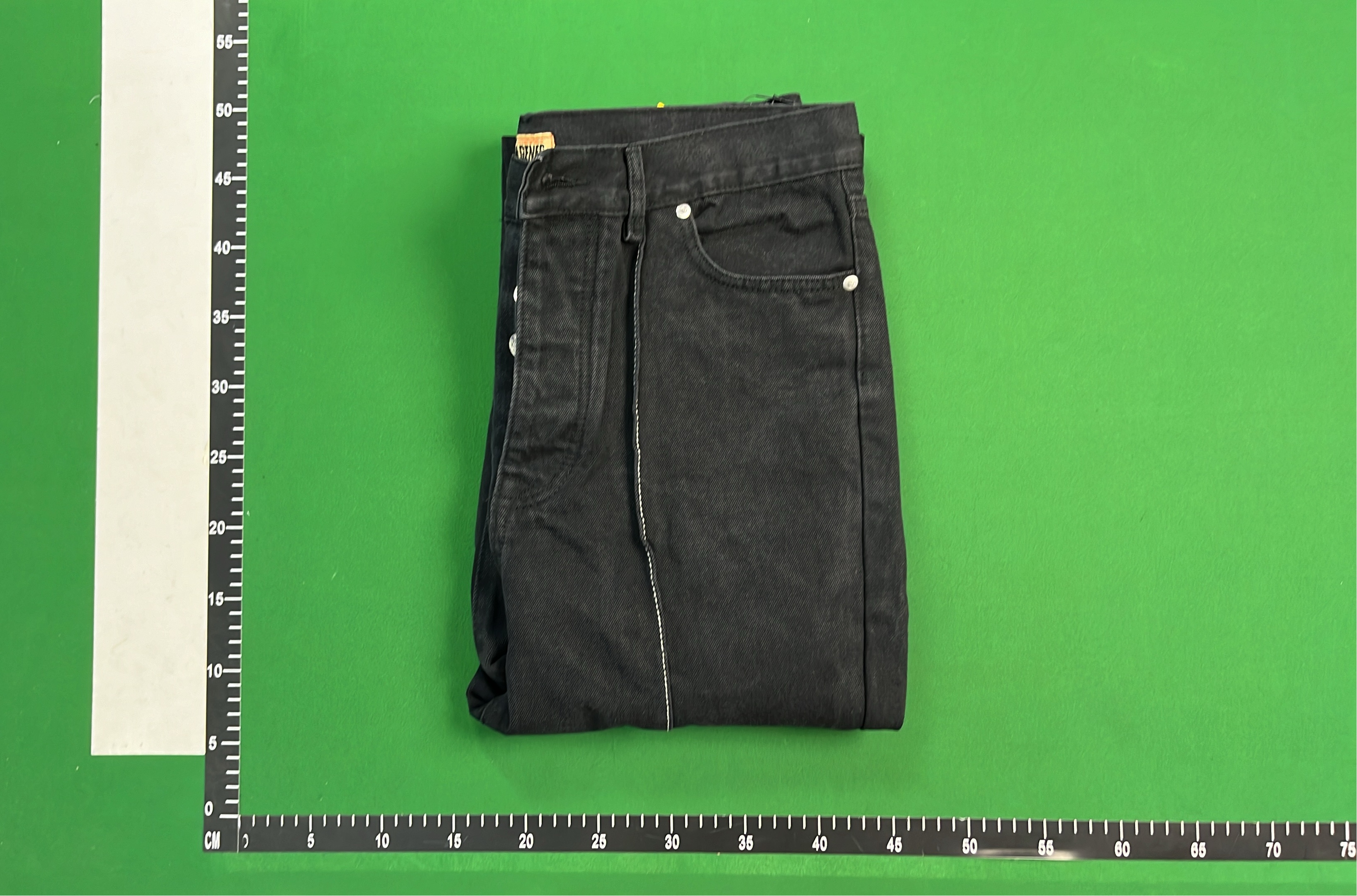Black Denim Shorts with White Oval Logo Design