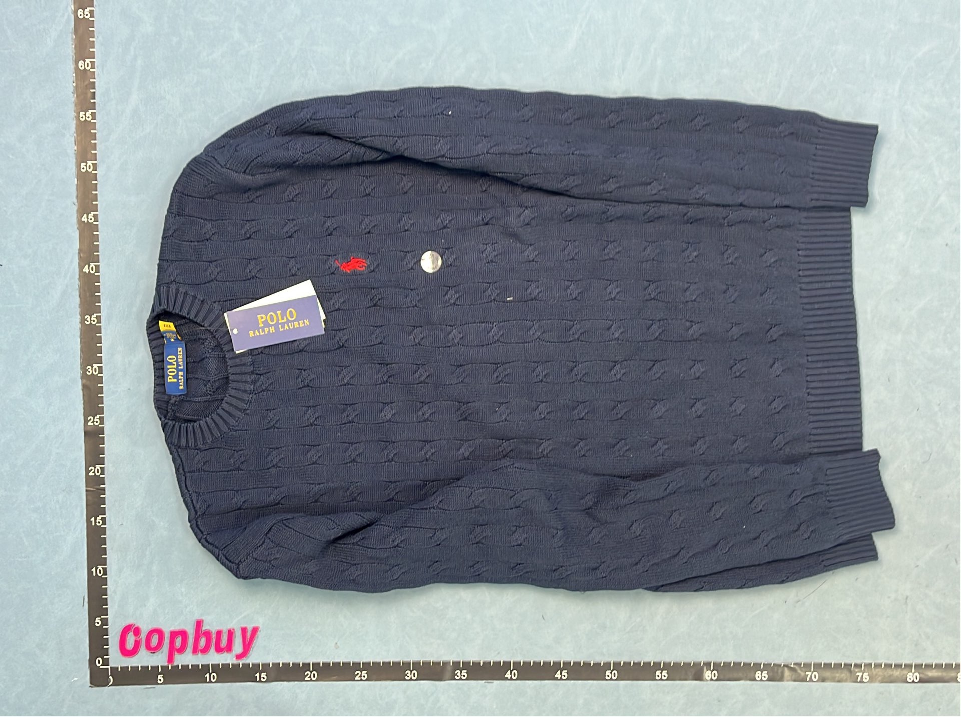 Men's Navy Cable Knit Sweater - Classic Ribbed Design