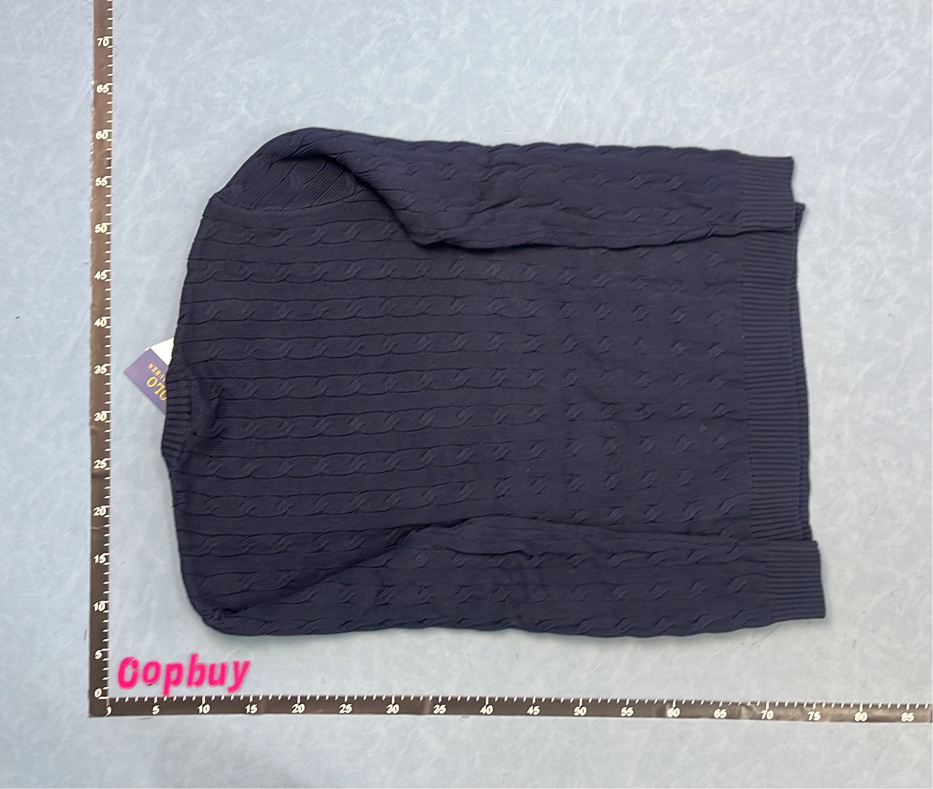 Men's Navy Cable Knit Sweater - Classic Ribbed Design