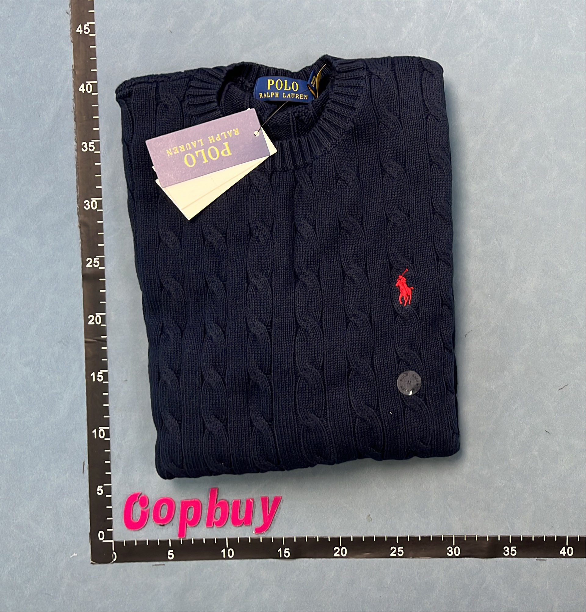 Men's Navy Cable Knit Sweater - Classic Ribbed Design