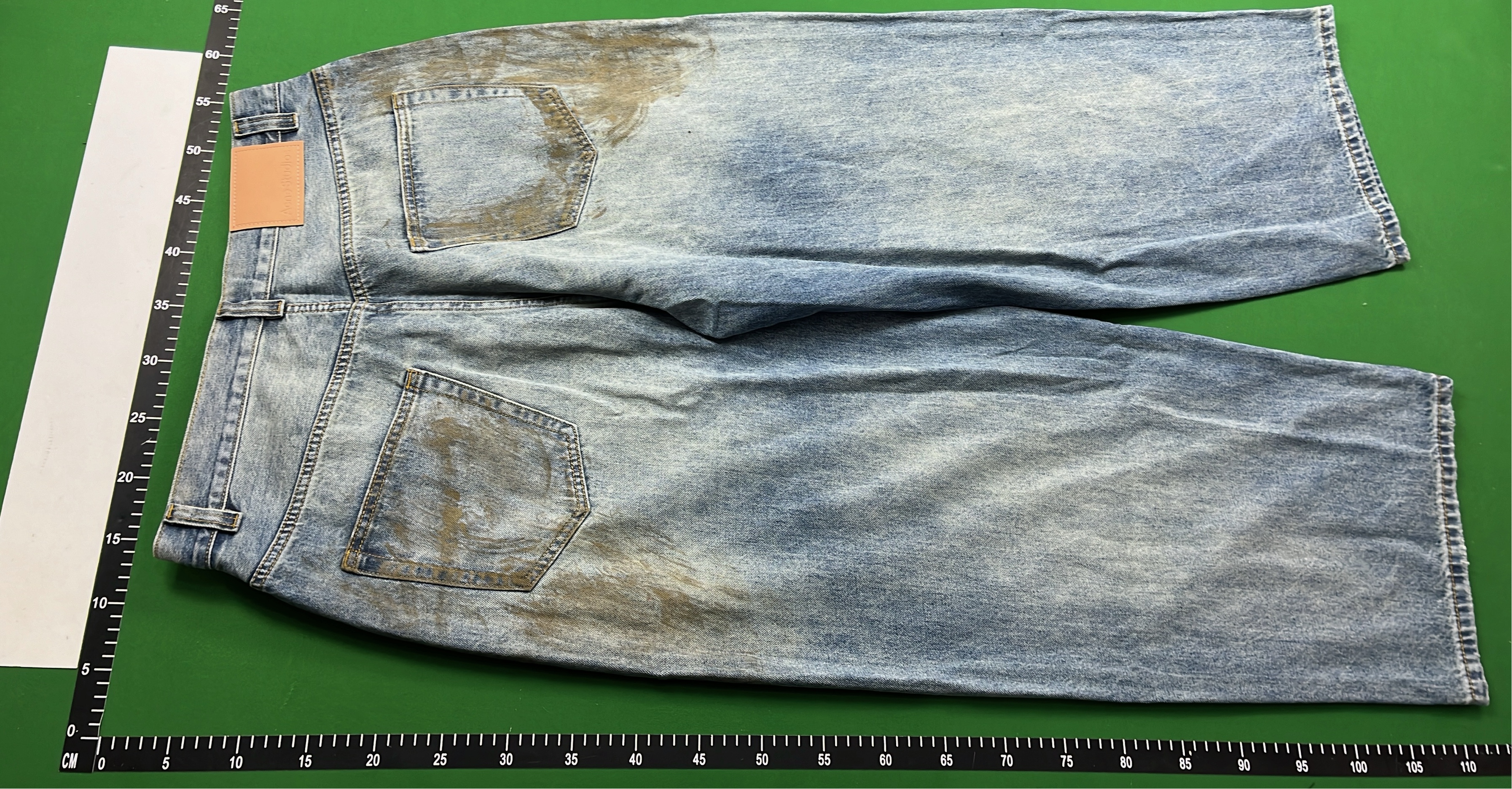 Distressed Wide Leg Denim Pants with Tie-Dye Effect
