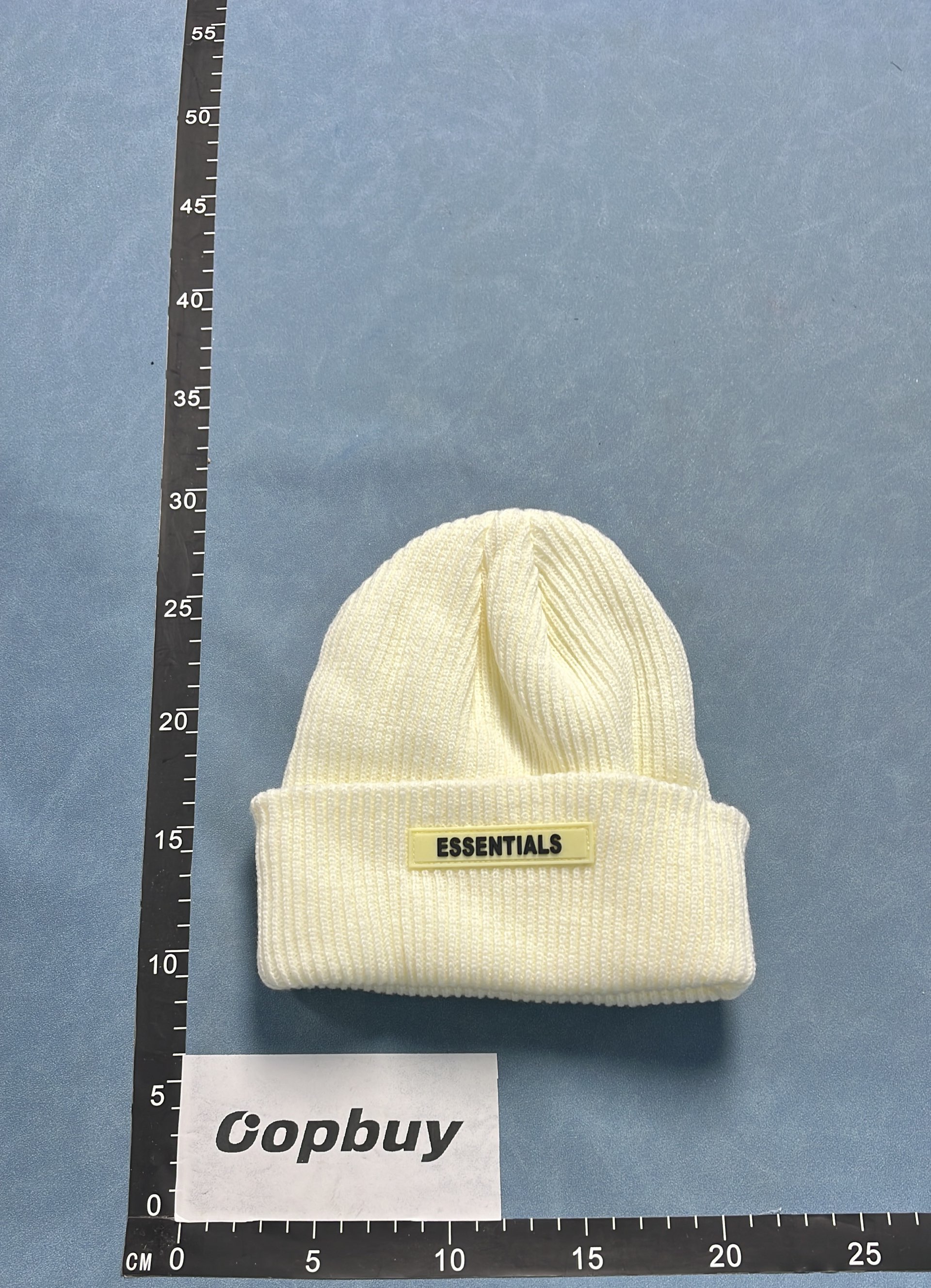 Blue Knit Beanie Hat with ESSENTIALS Logo