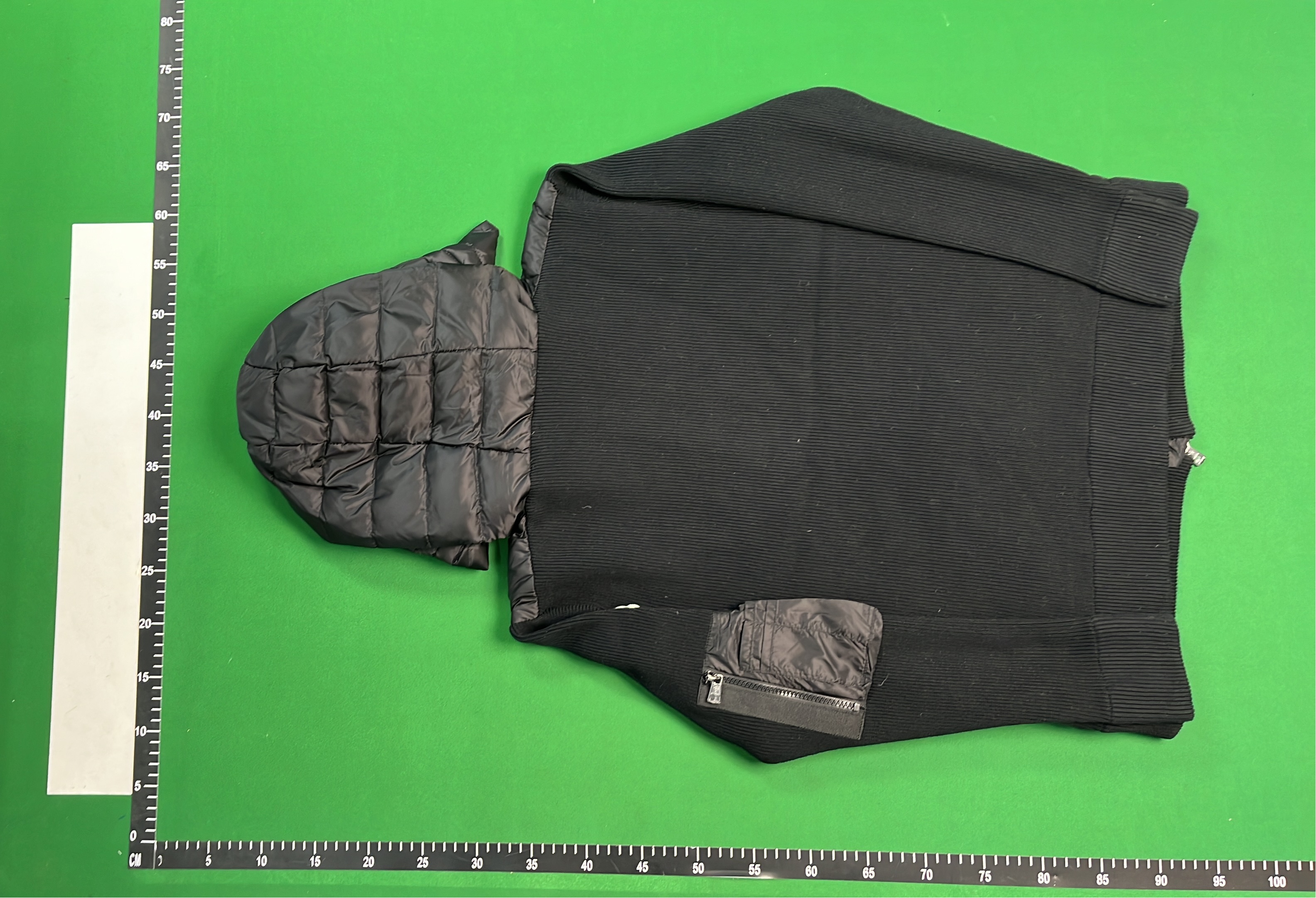 Men's Black Quilted Down Jacket with Knit Sleeves