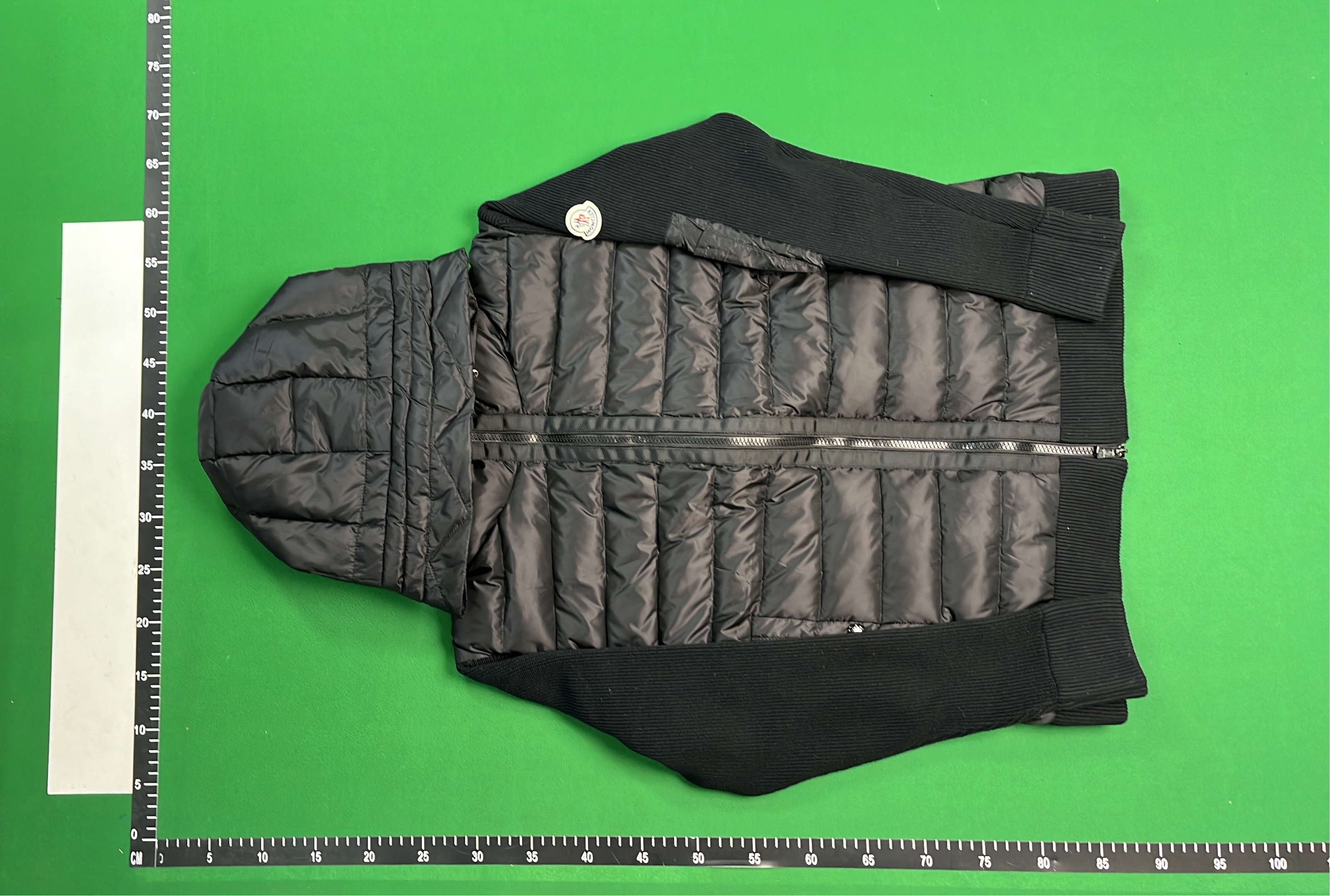 Men's Black Quilted Down Jacket with Knit Sleeves