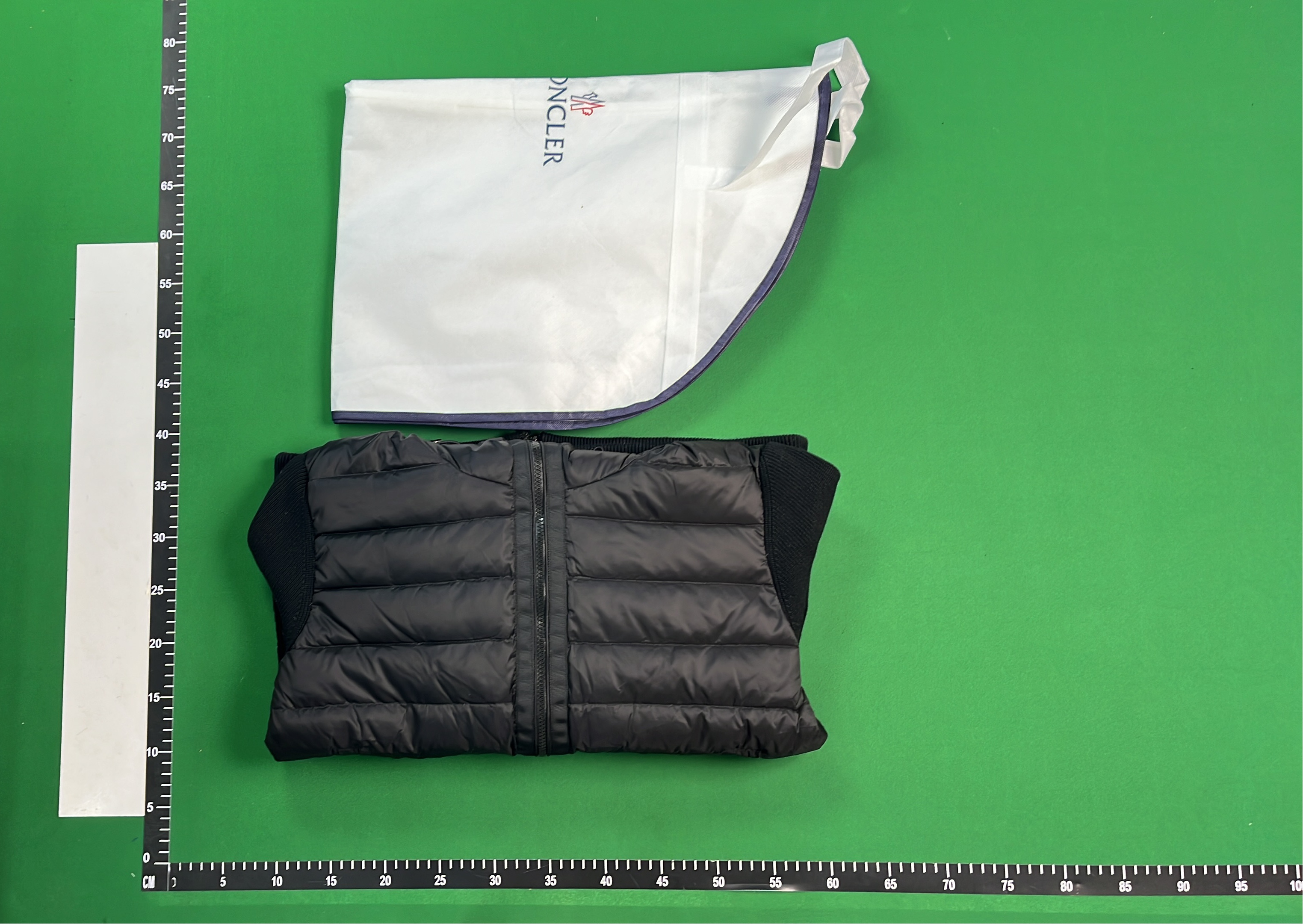 Men's Black Quilted Down Jacket with Knit Sleeves