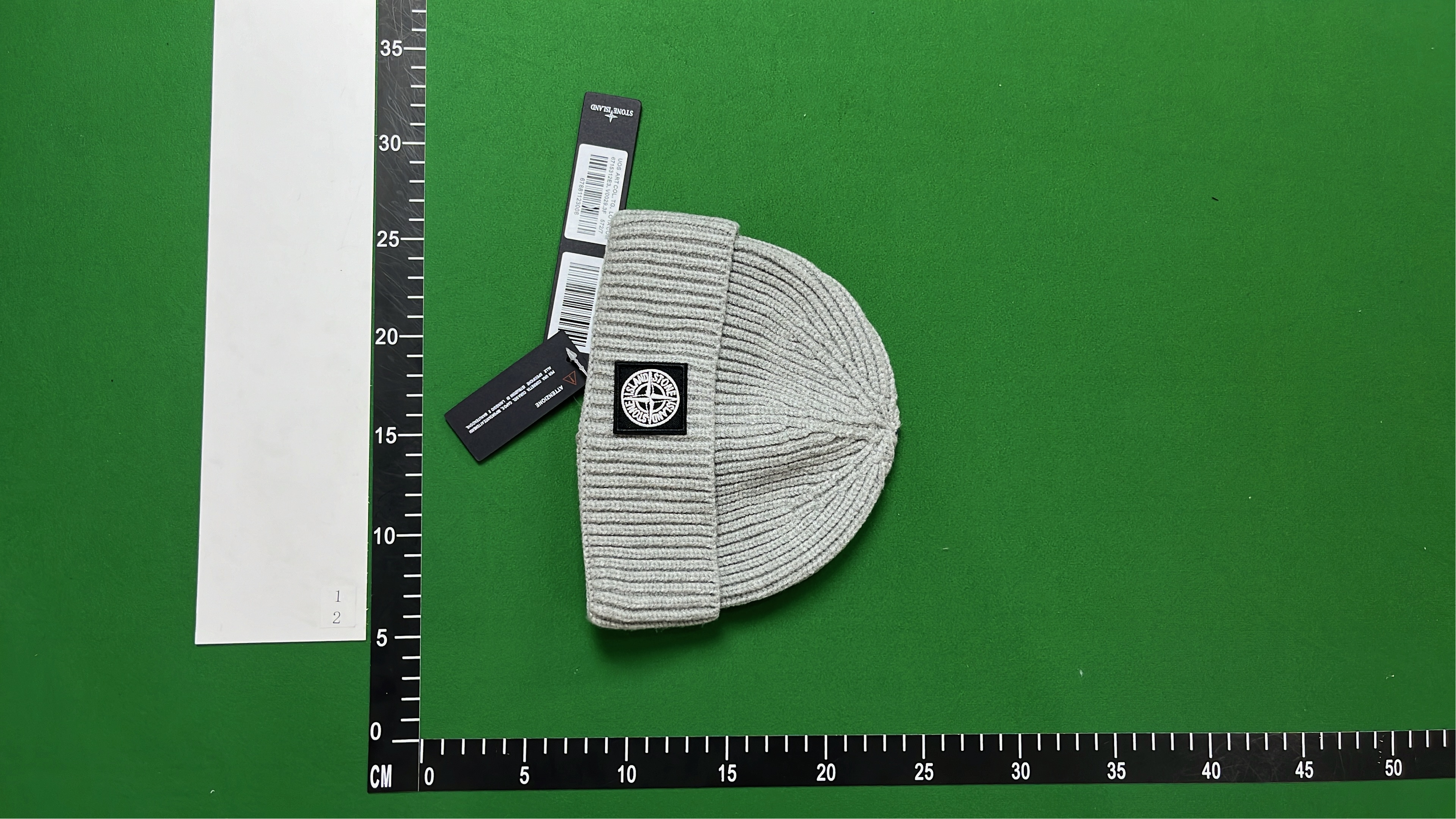 Stone Island White Beanie Hat with Logo Patch