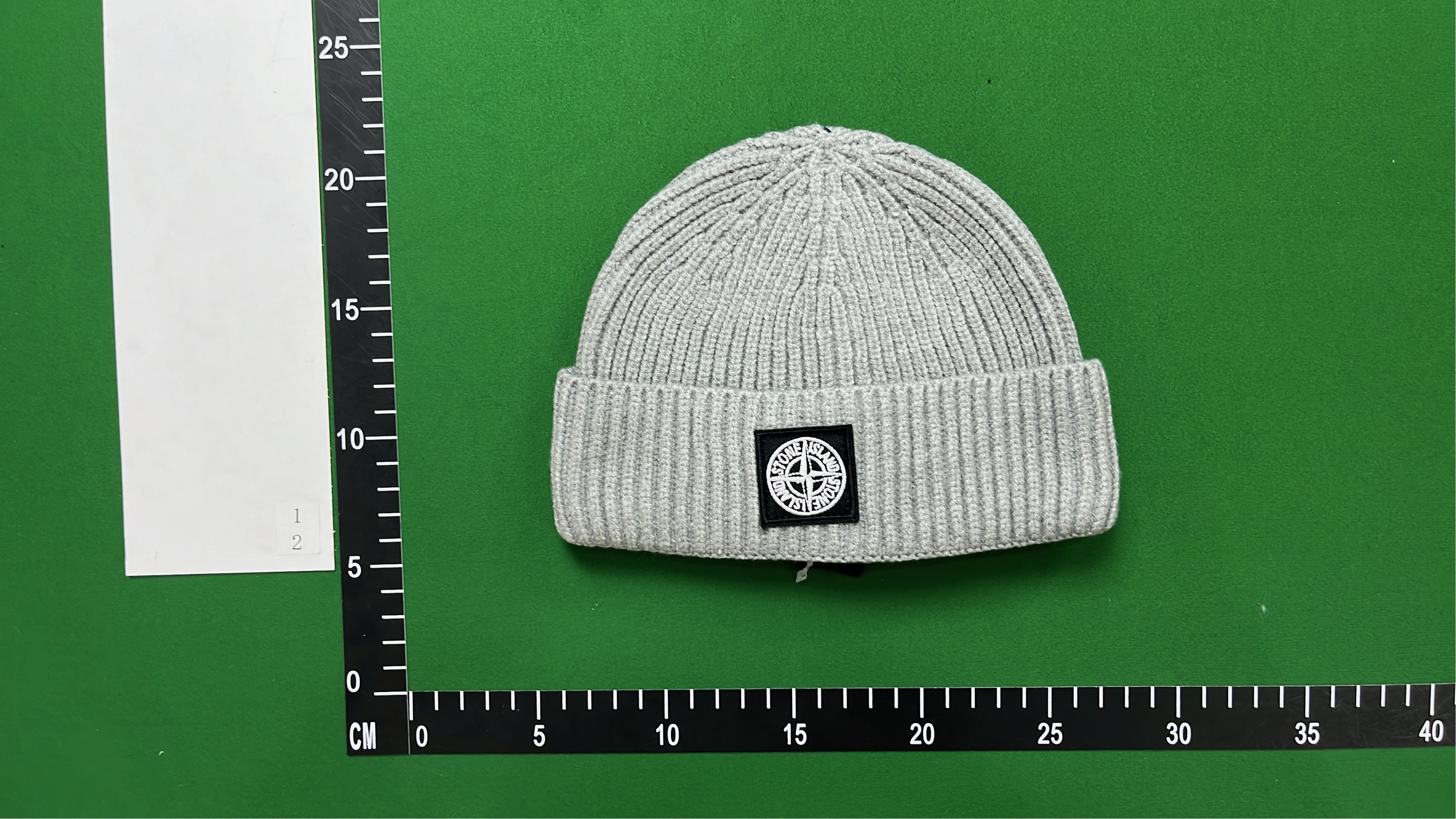 Stone Island White Beanie Hat with Logo Patch