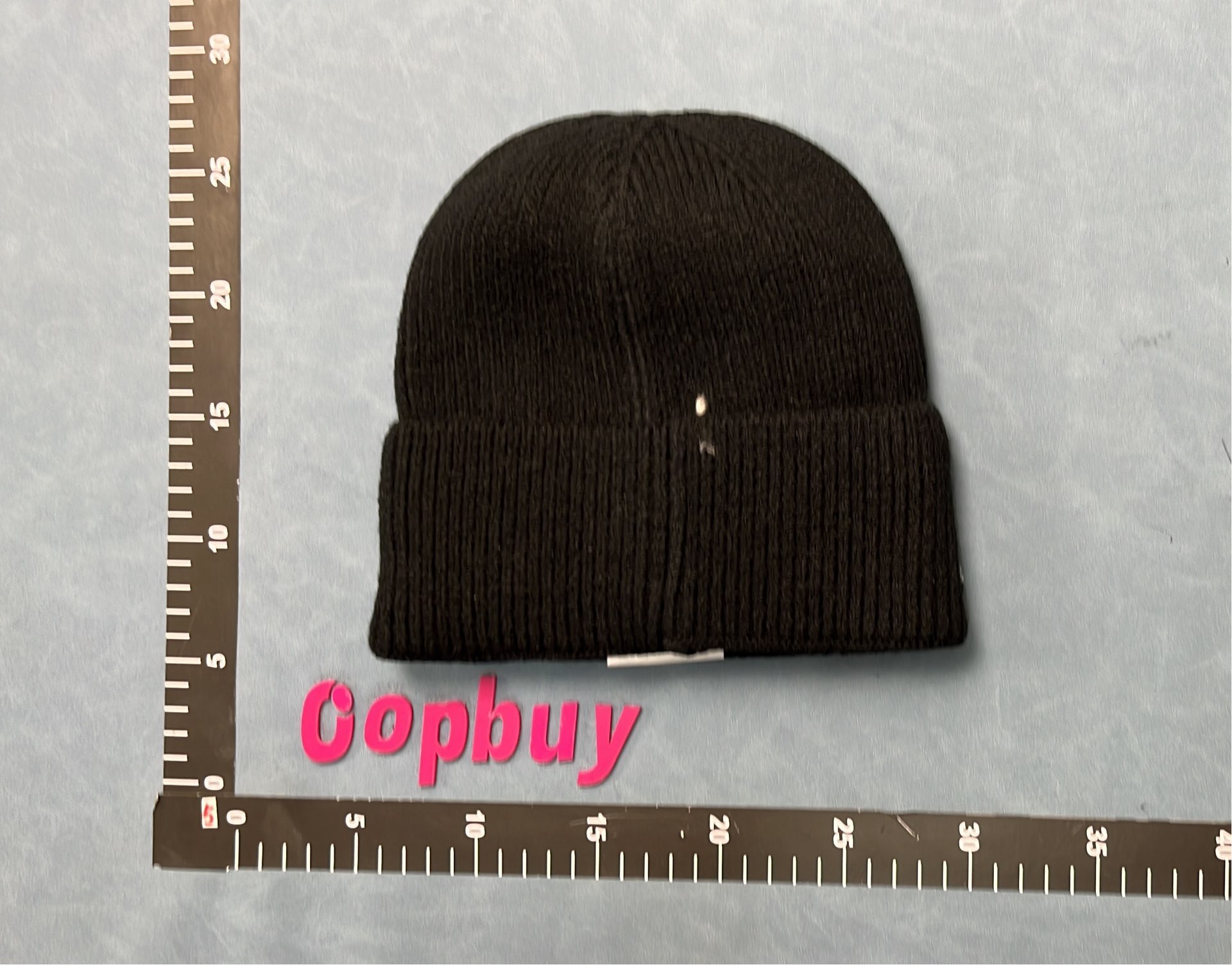Moncler Black Knit Beanie Hat with Logo Patch